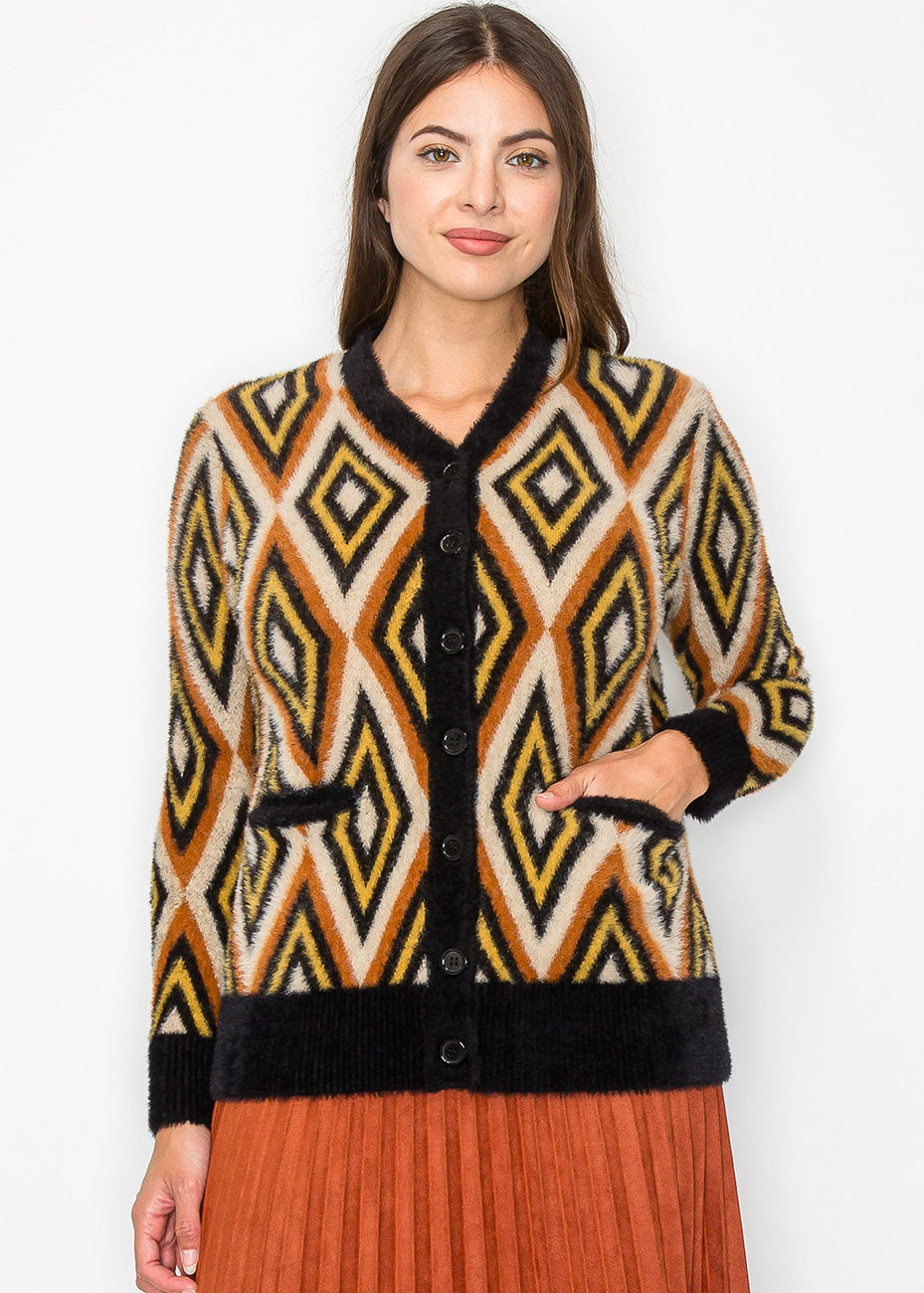 Autumn Vibes Geometric Cardigan 7832930287676