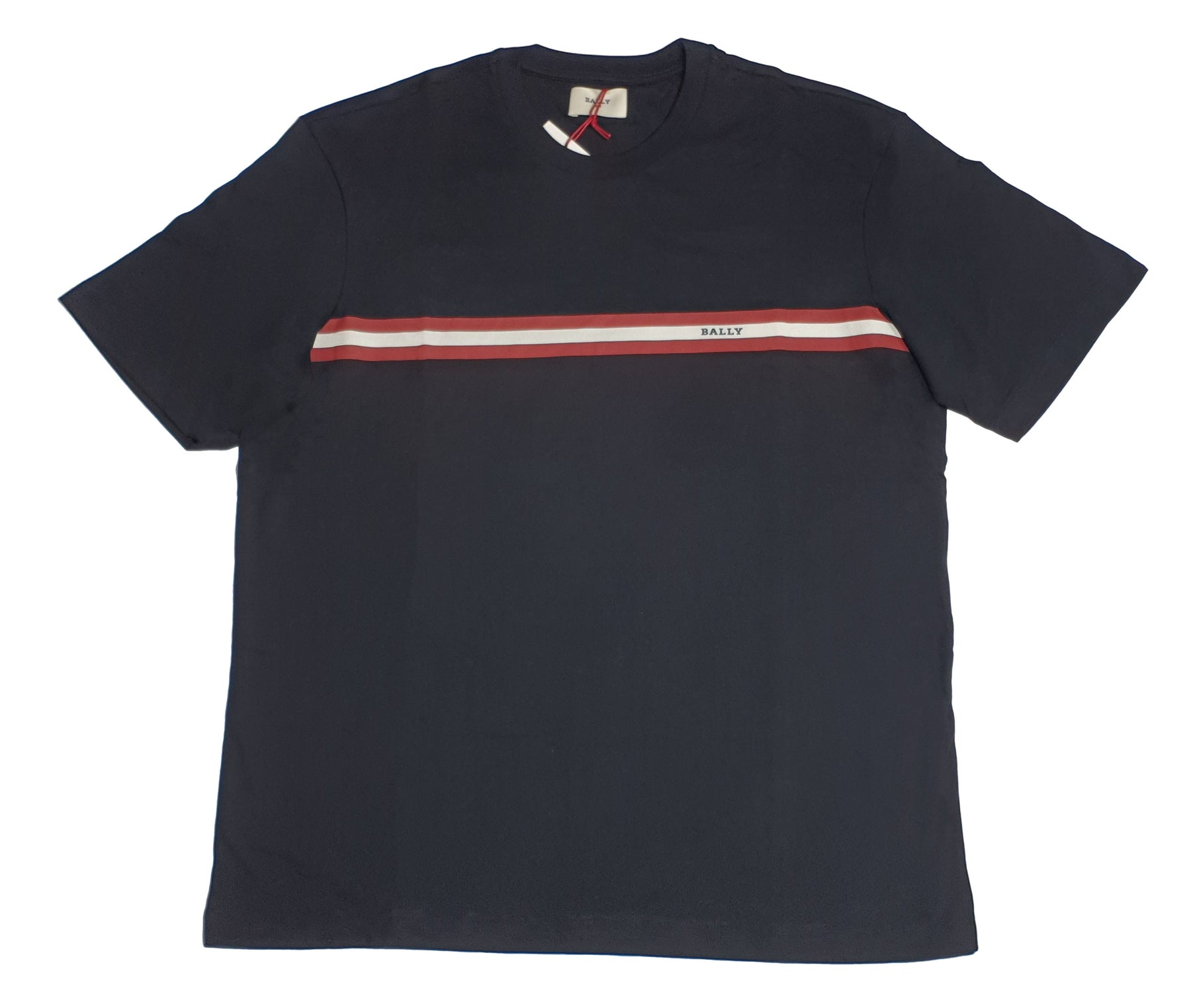 Bally 6233733 Men's Black 100% Cotton Striped Logo T-Shirt 7706206994492