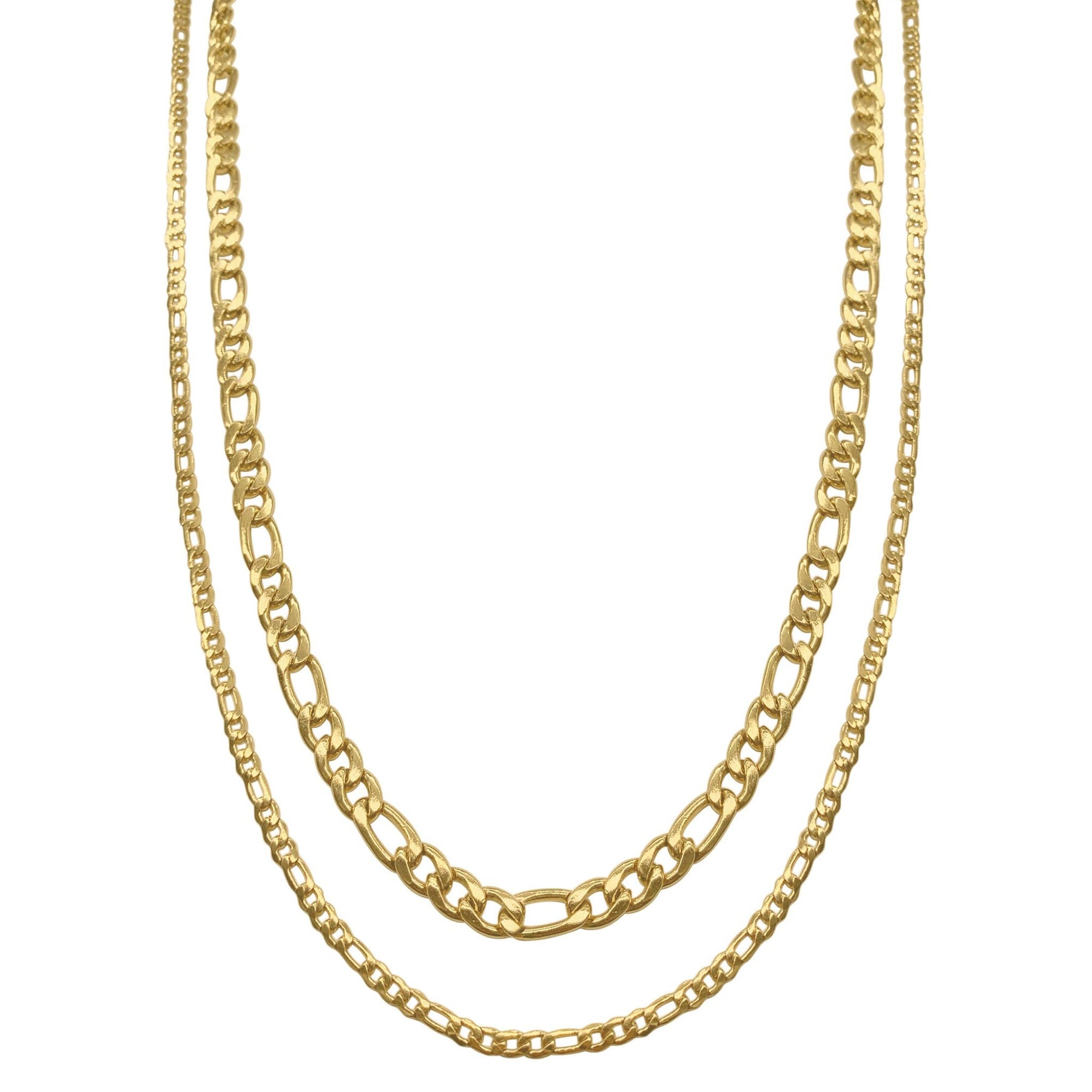 Men's Water Resistant Figaro Chain Set gold