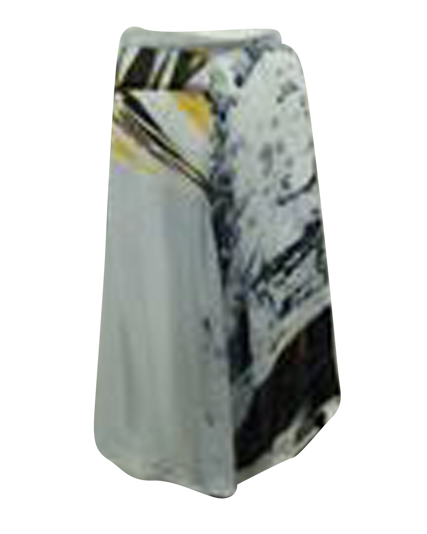Yohji Yamamoto Water Print Asymmetrical Midi Skirt in Blue Cupramonnium Rayon 7765055242300