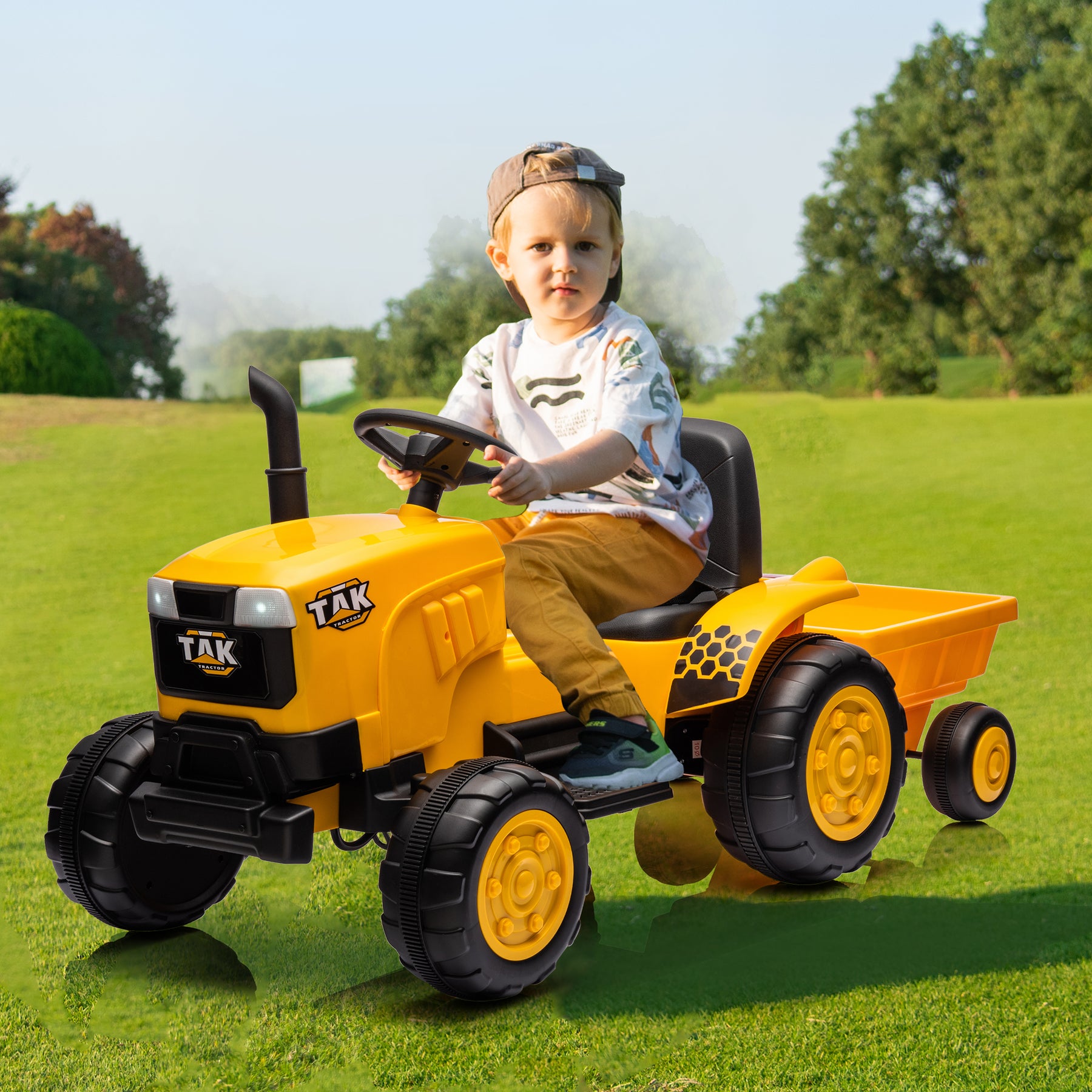 Streamdale ExperienceJoywhale Kids 12V Ride-On Tractor with Detachable Trailer 7832650350652