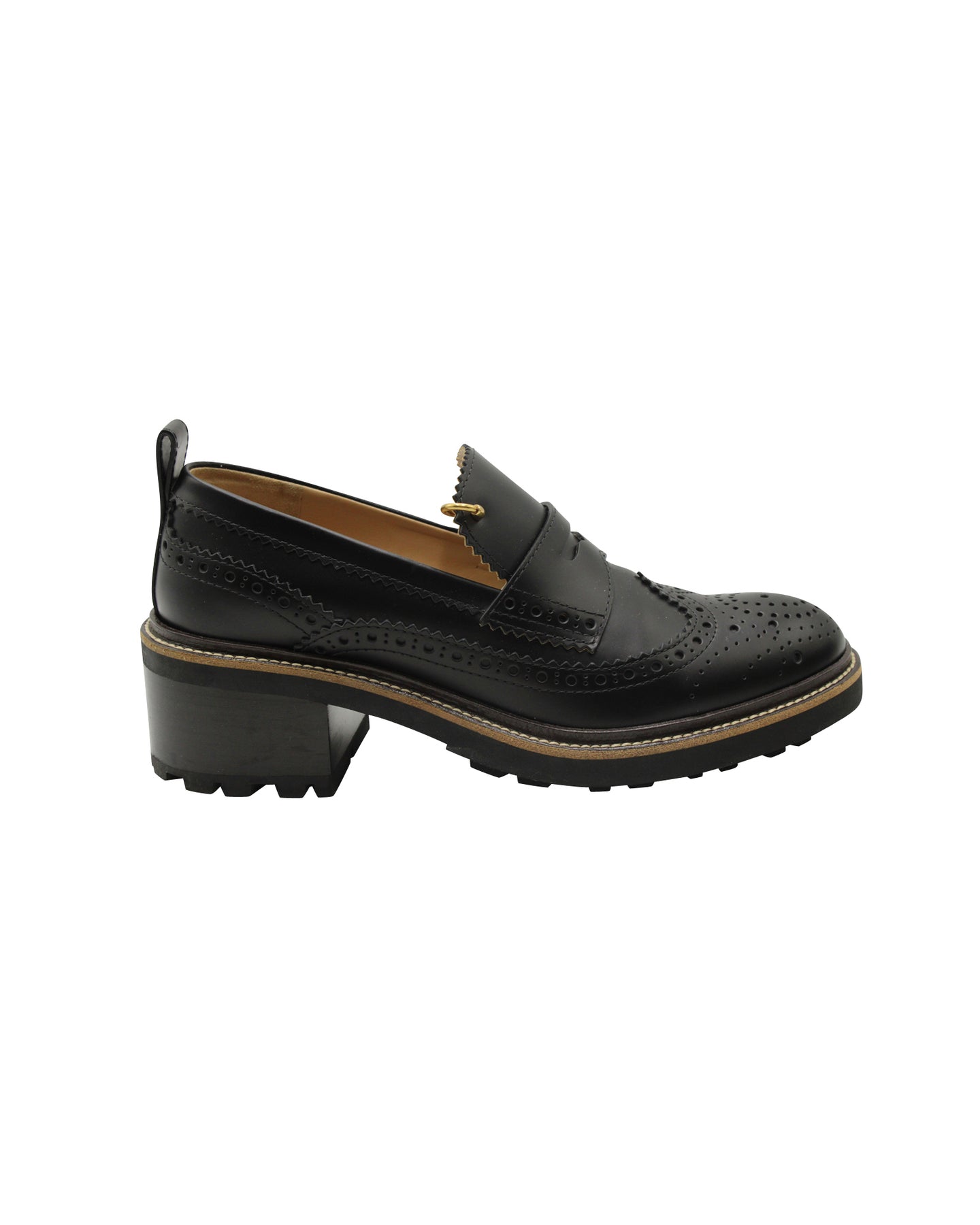Chloé Franne Tread-Sole Penny Loafers In Black Leather 7703705157692