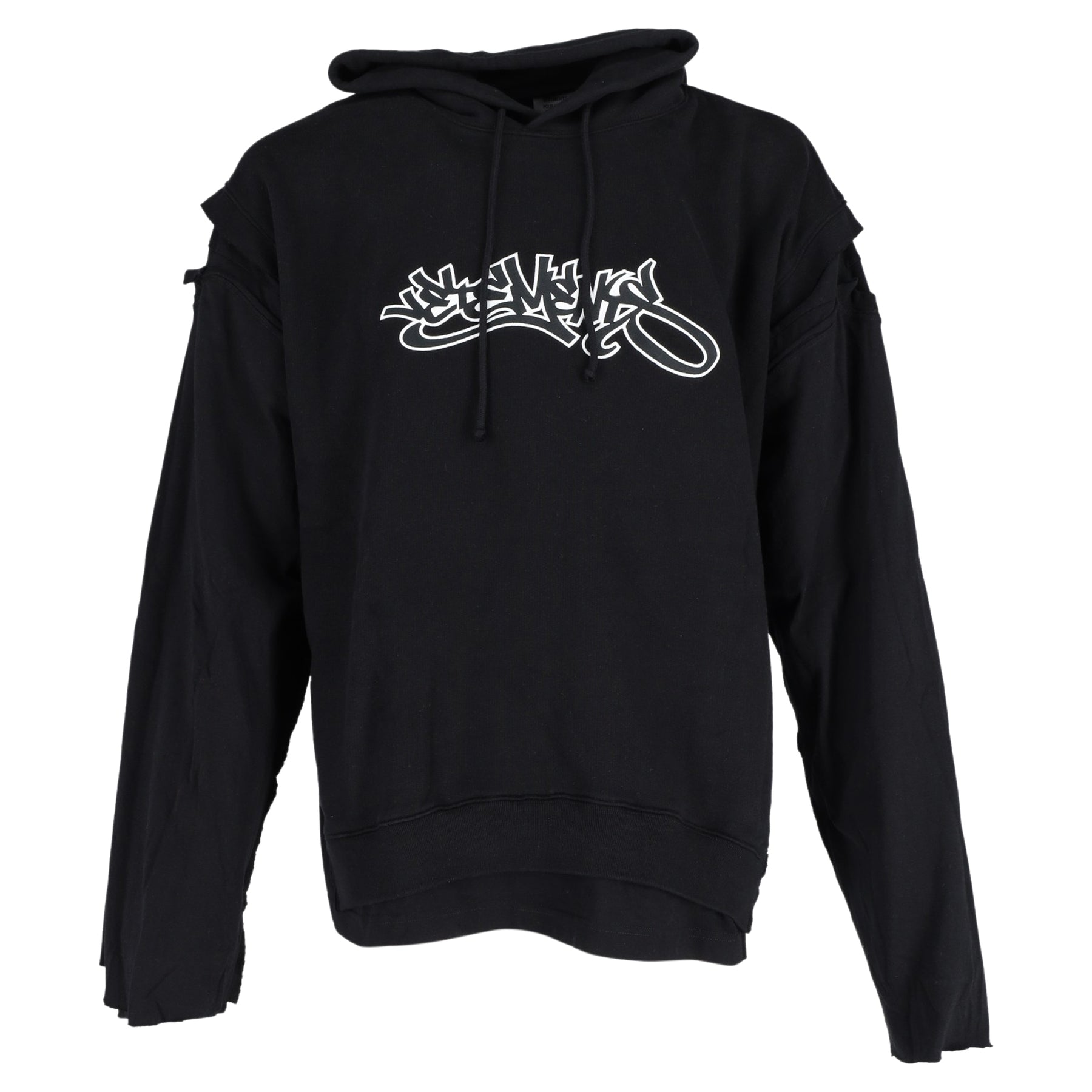 Vetements Patched Long Sleeves Hip Hop Hoodie in Black Cotton