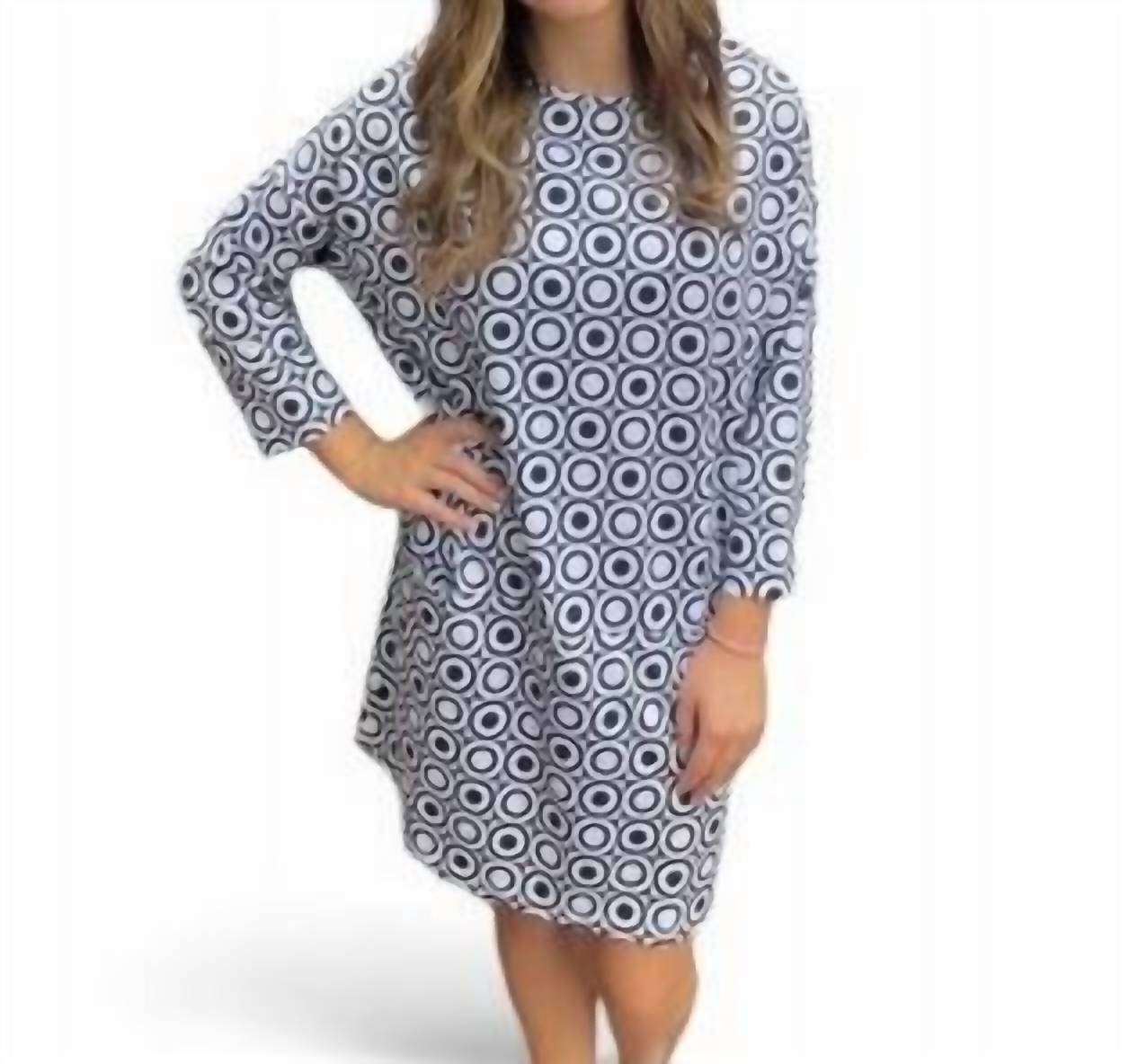 Dot Print Dress With Front Pockets In Black/white