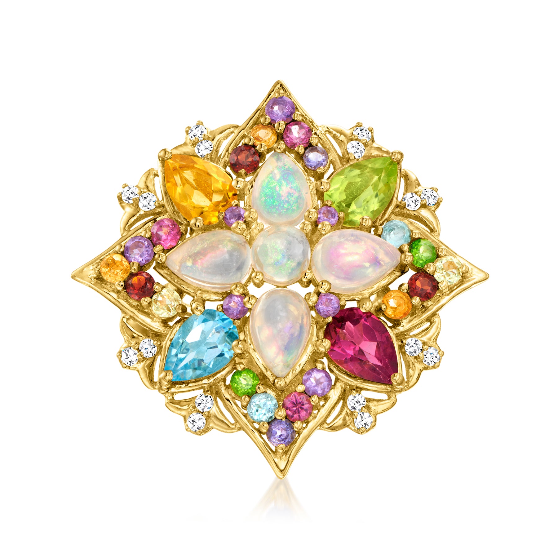 Ross-Simons Opal and Multi-Gemstone Ring in 18kt Gold Over Sterling