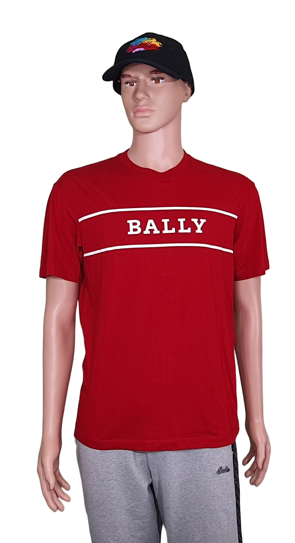 Bally 6240605 Men's Red Cotton Printed Logo T-Shirt 7706142539836