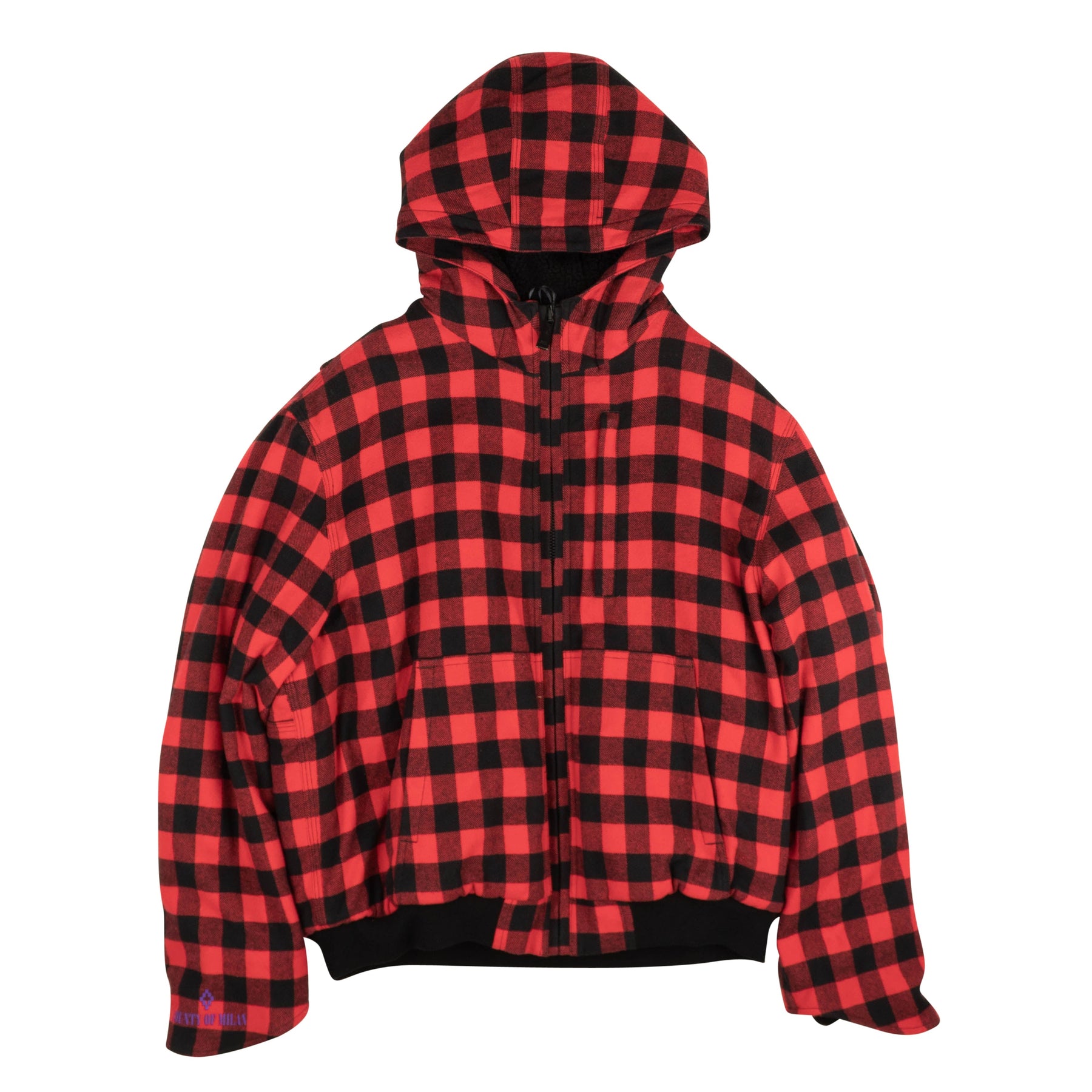 Red Plaid Fleece Graphic Jacket