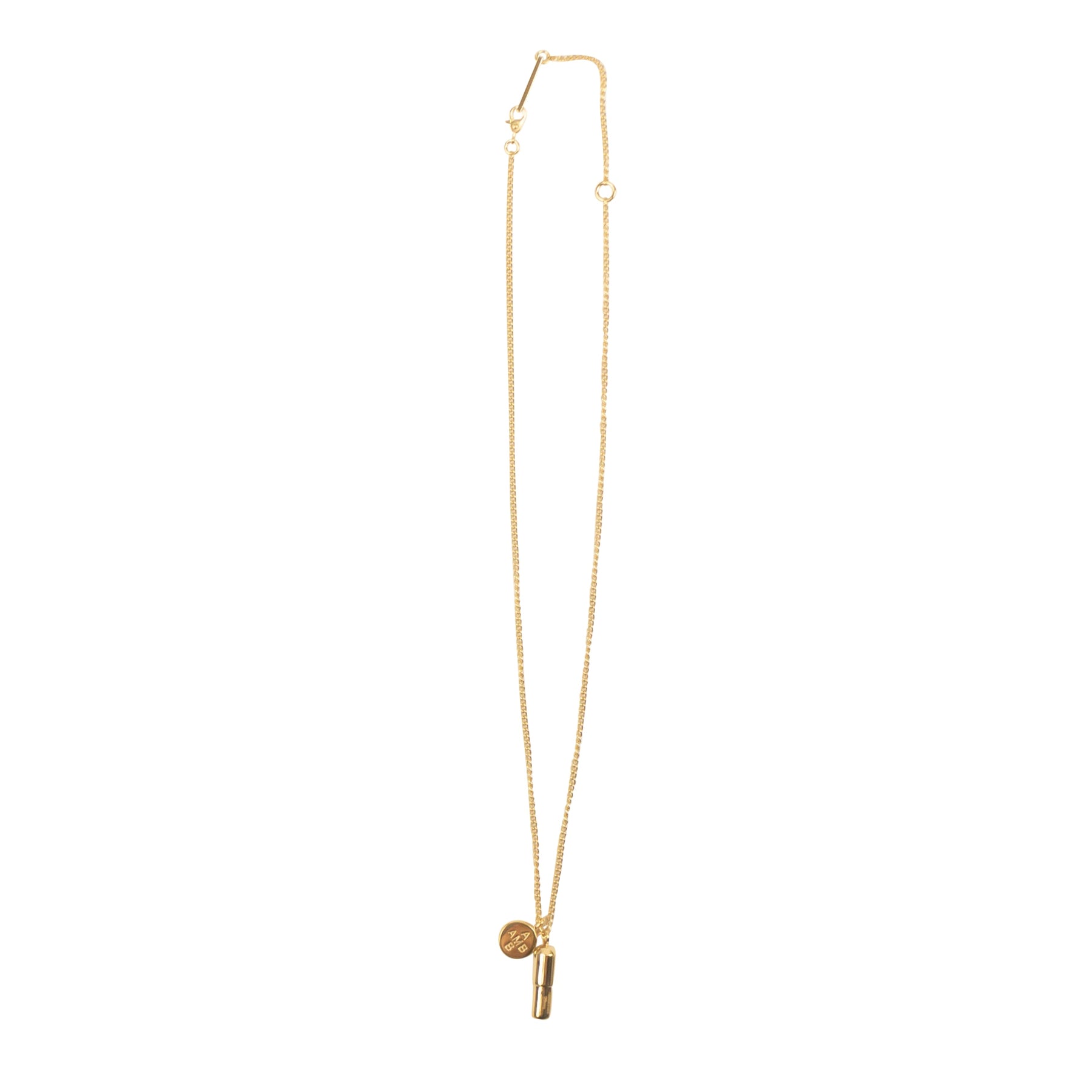 Gold Metal Pill Charm Necklace