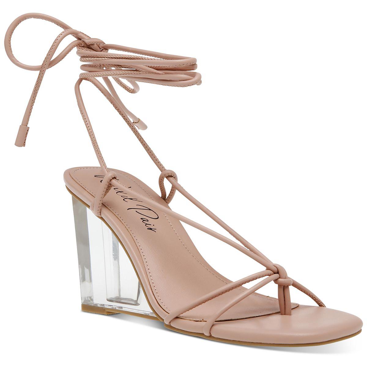 Santeago Faux Leather Strappy Wedge Sandals