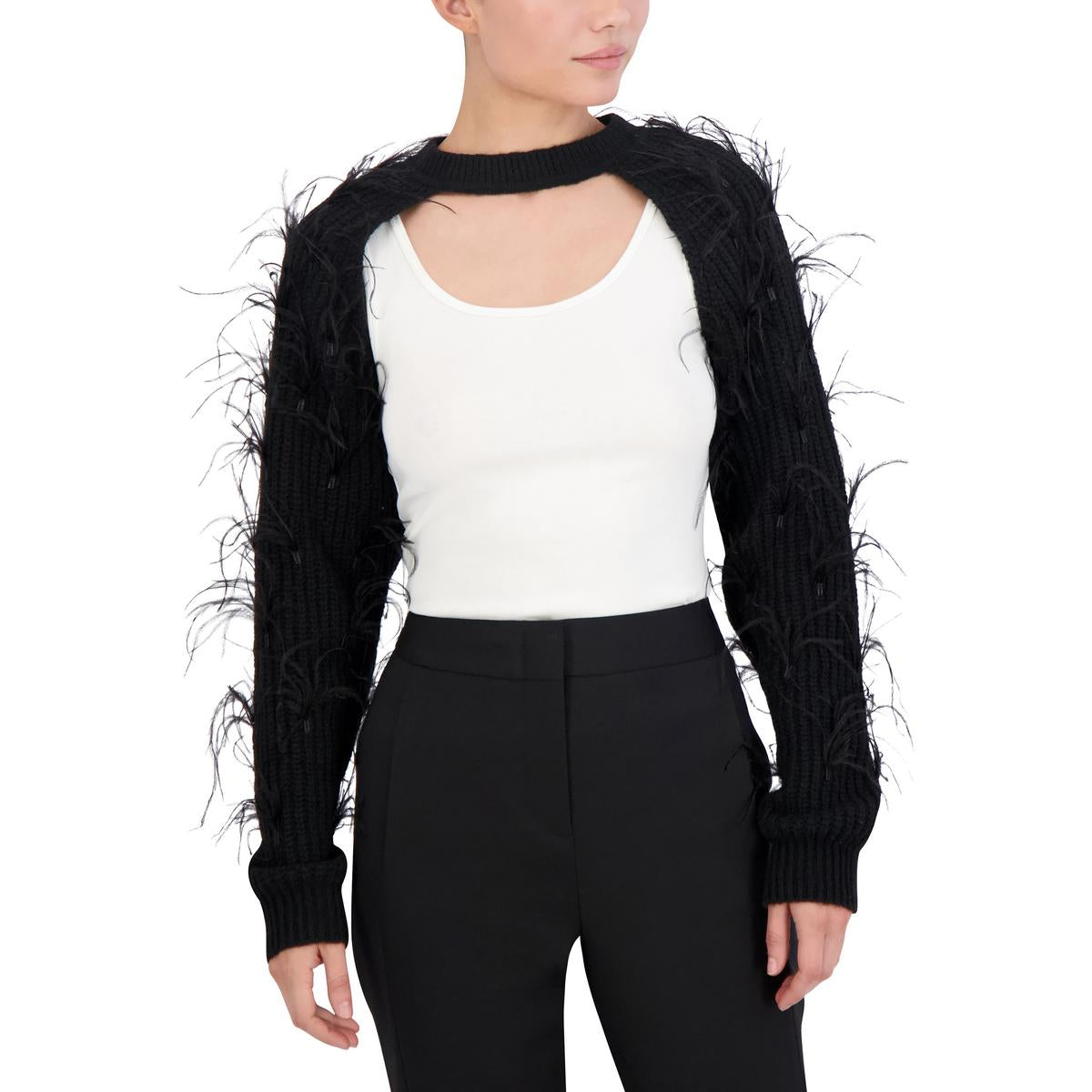 Crew Neck Pullover Shrug Sweater