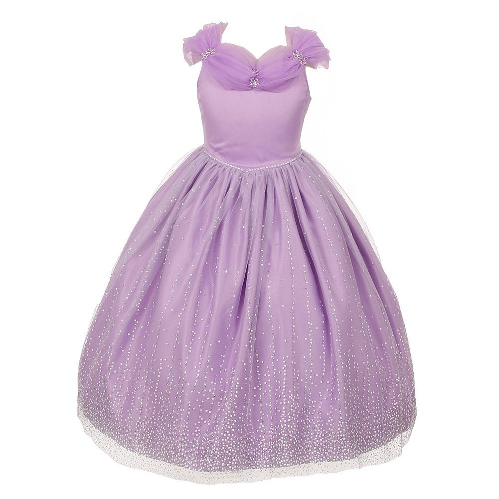 Big Girls Lilac Rhinestones Sparkly Tulle Tiara Princess Dress 8-12