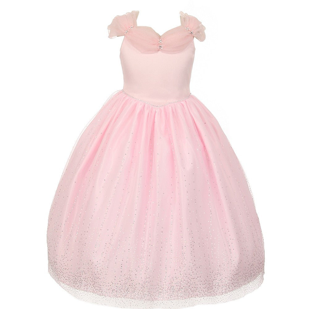 Big Girls Pink Rhinestones Sparkly Tulle Tiara Princess Dress 8-12