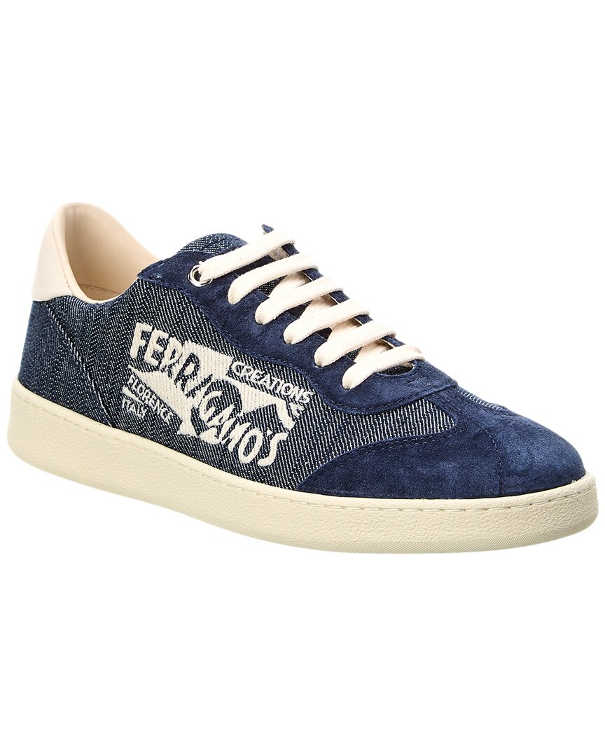 Ferragamo Achille Denim & Suede Sneaker 7704745771068
