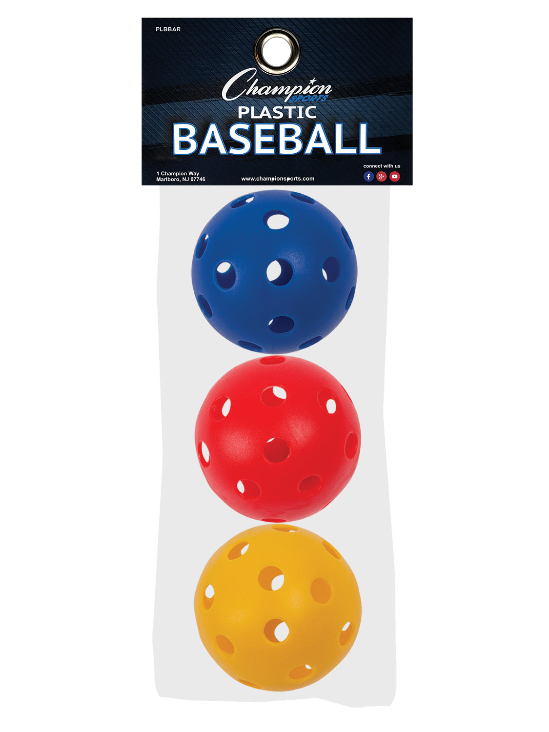 Champion Sports Plastic Baseball Assorted Color Set