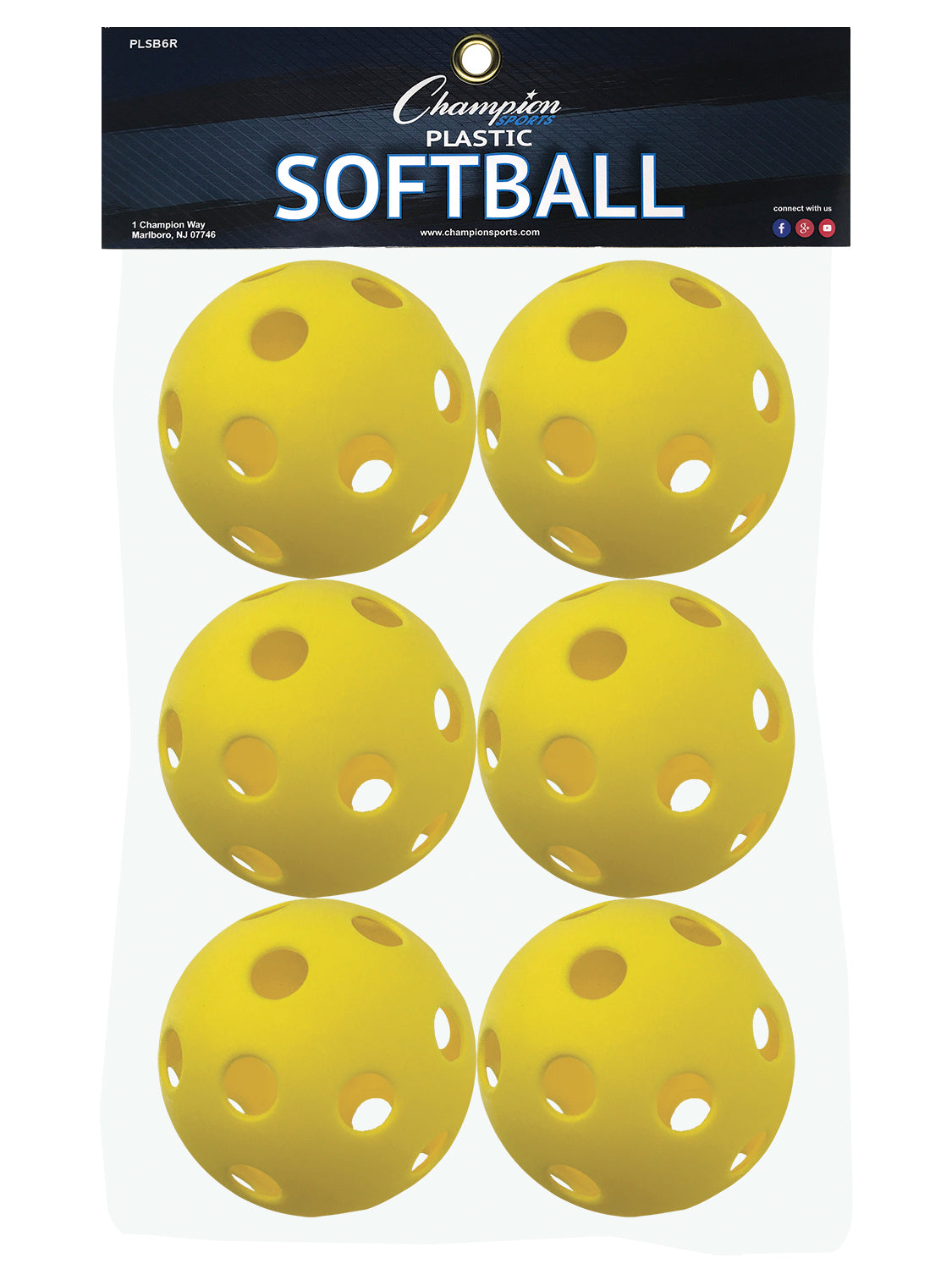 Champion Sports Plastic Assorted Softball Set of 6