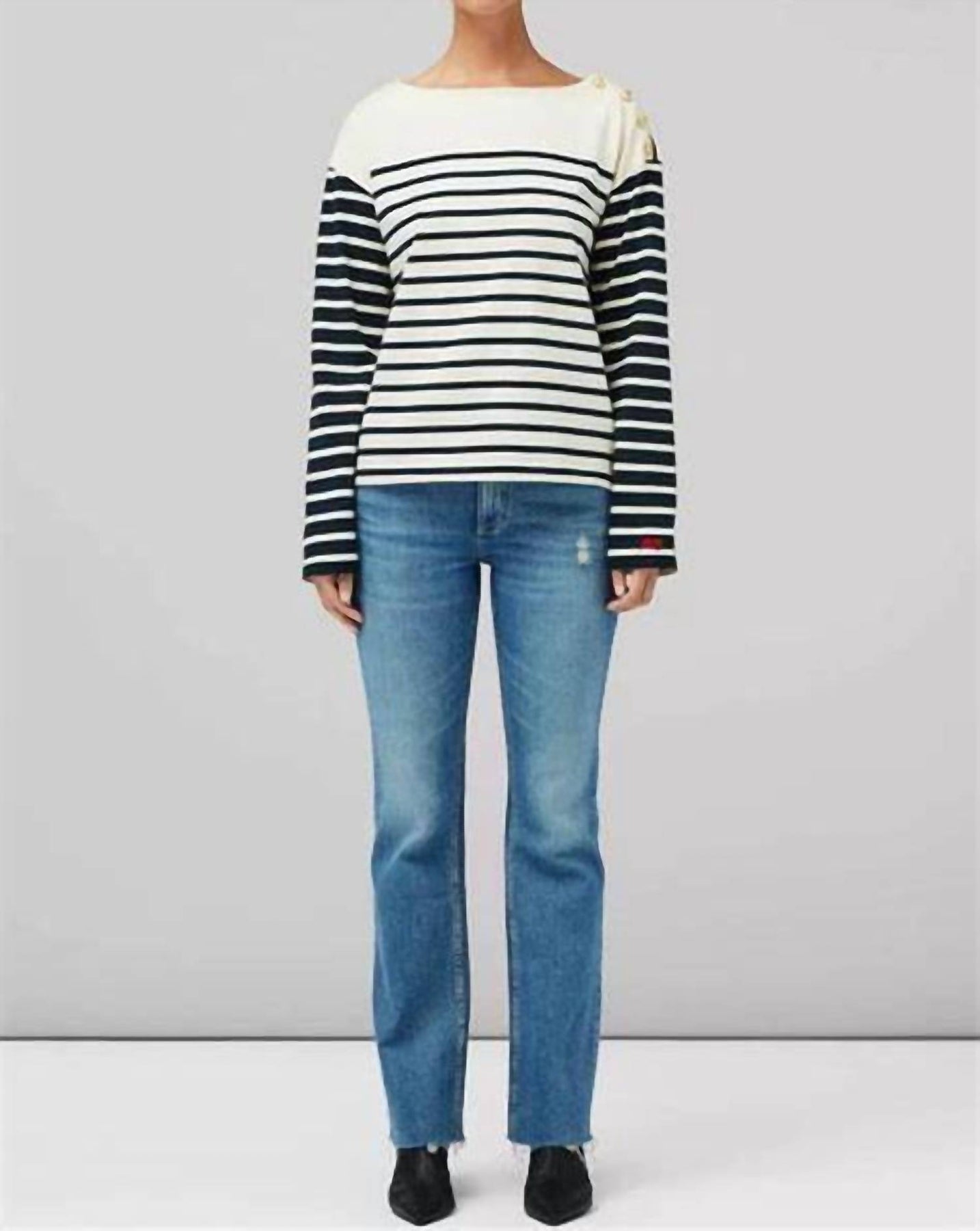 Bardot Stripe Ls In Ivory Stripe 7827037388860