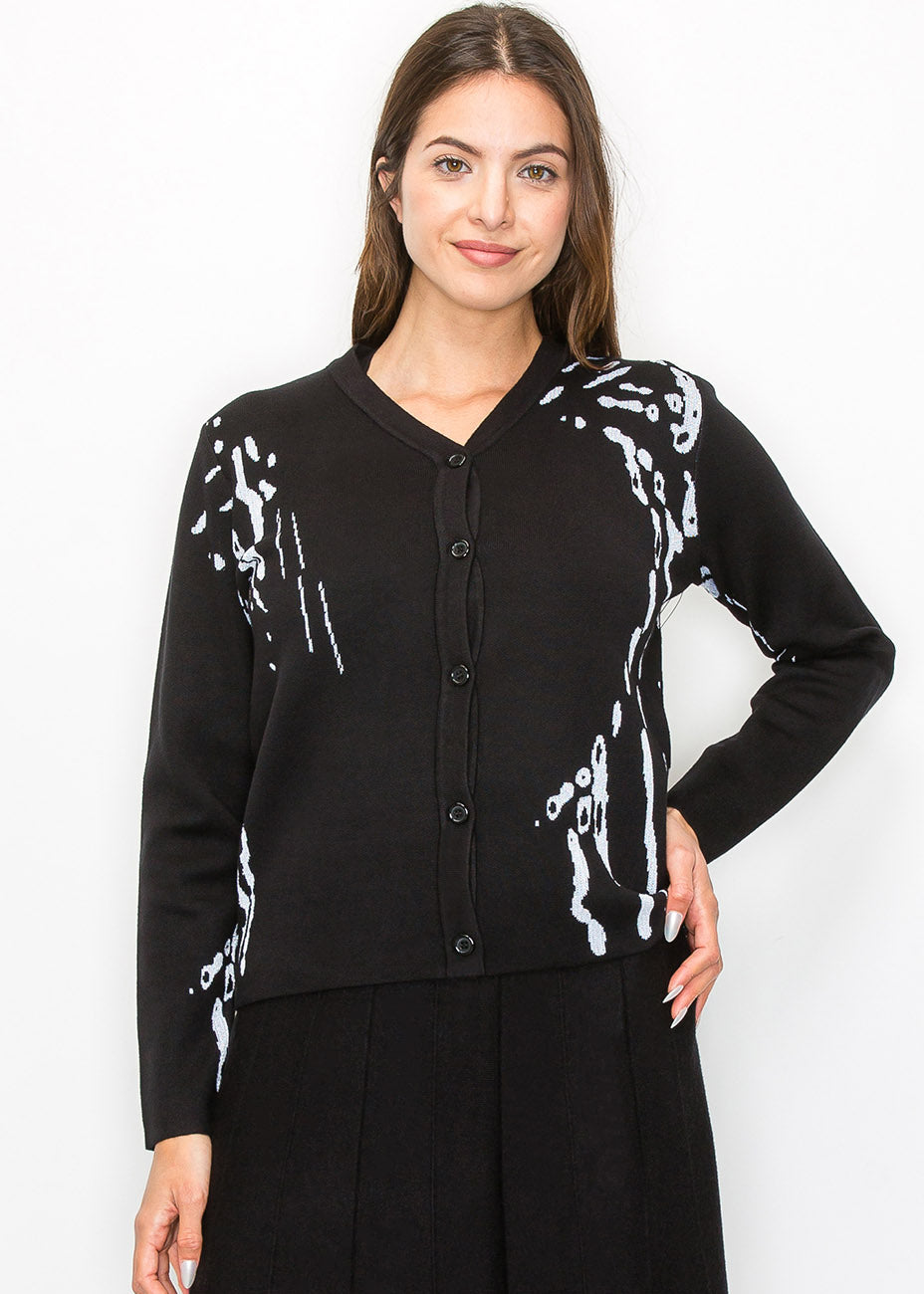 Abstract Pattern Button-Up Cardigan 7832933990460