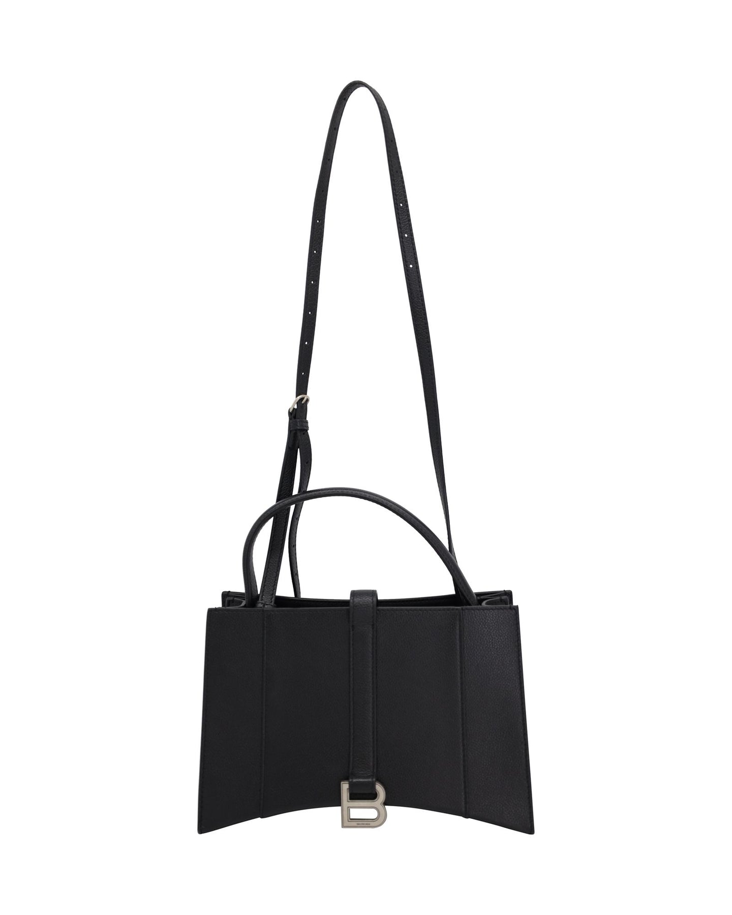 Balenciaga Small Hourglass East-West Tote Bag in Black Grained Calfskin Leather 7707797323836