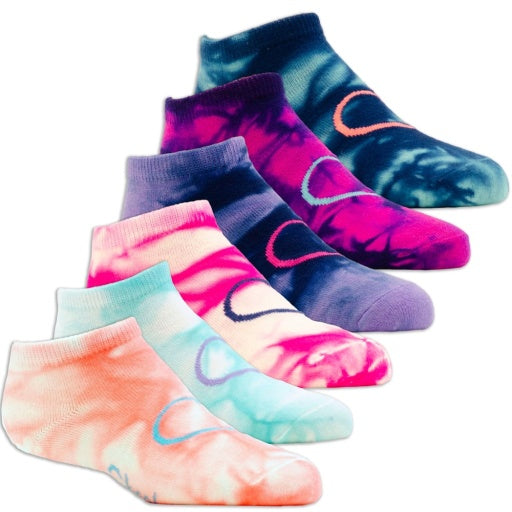 Skechers Girl's 6 Pack Non Terry Tie Dye Low Cuts