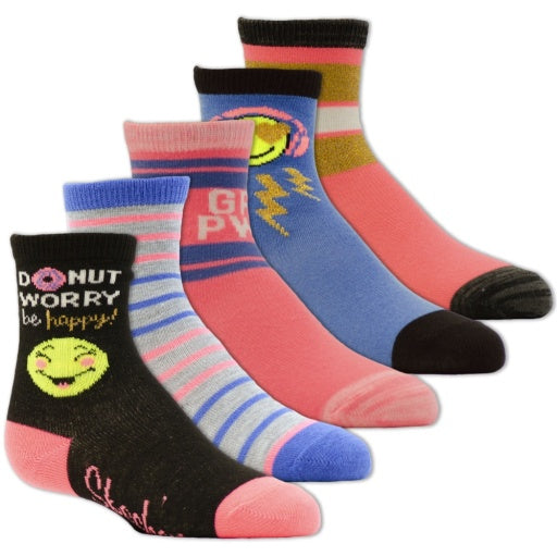 Skechers Girl's 5 Pack Non Terry Crew