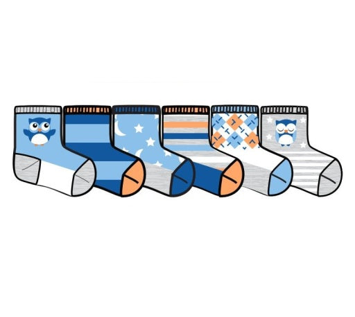 Tic-Tac-Toe Boy's 6 Pack Toddler Non Terry Anklet