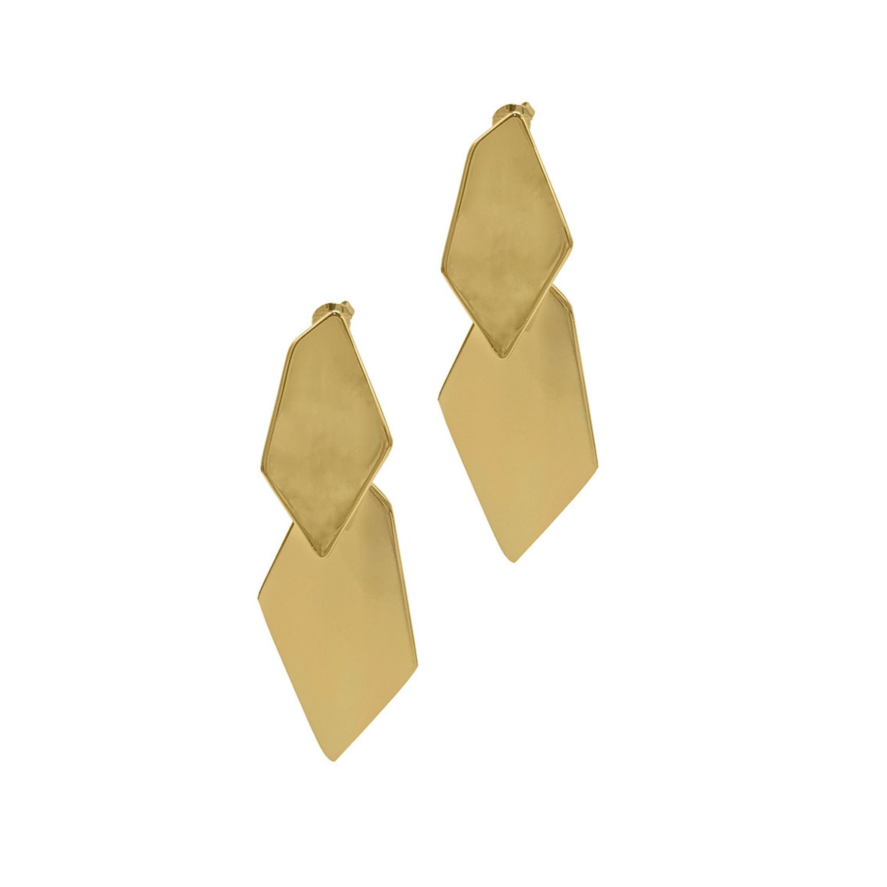 14k Gold Plated Diamond Shape Drop Earrings