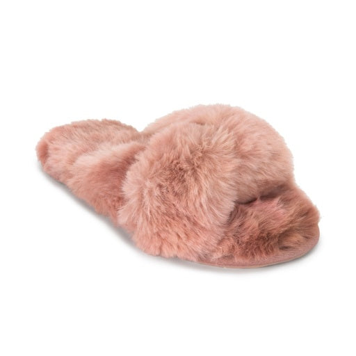 Lemon Women's Watercolor Faux Fur Slide Slippers