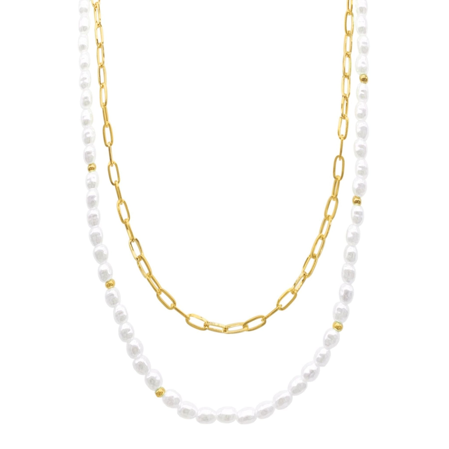 Pearl And Paperclip Adjustable Chain gold