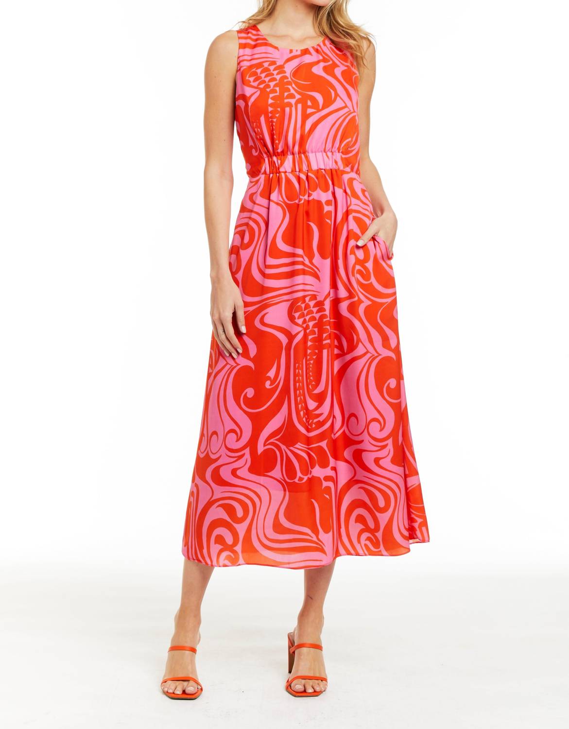 Amber Midi Dress In Hot Pink 7704765202492