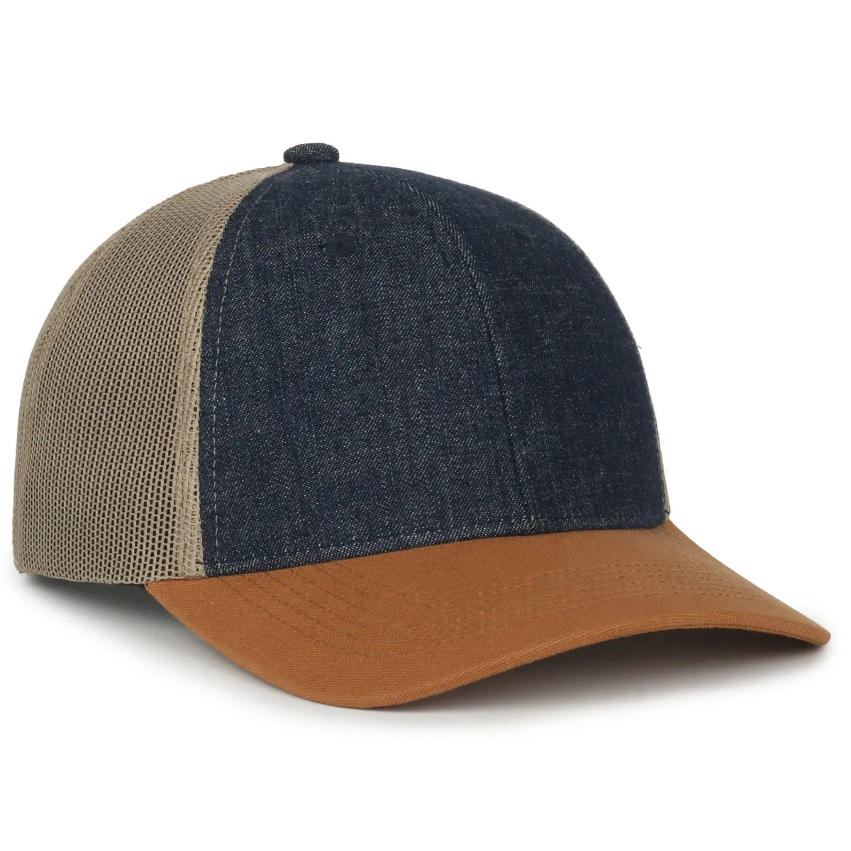 Outdoor Cap FFA-DNM Dark Blue/ Khaki/ Brown Structured Trucker Hat