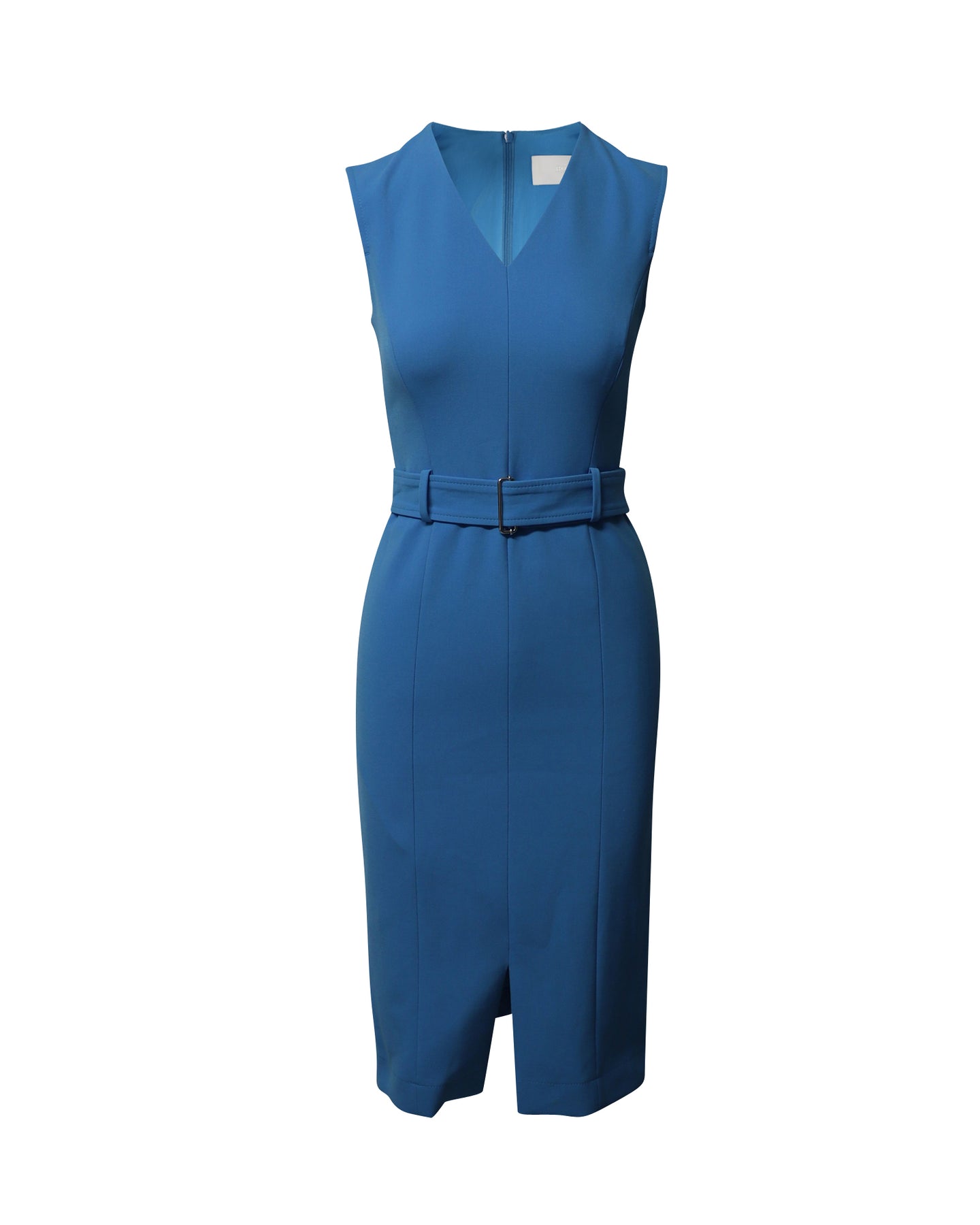 Boss Dadorina Belted Midi Dress in Blue Polyester
