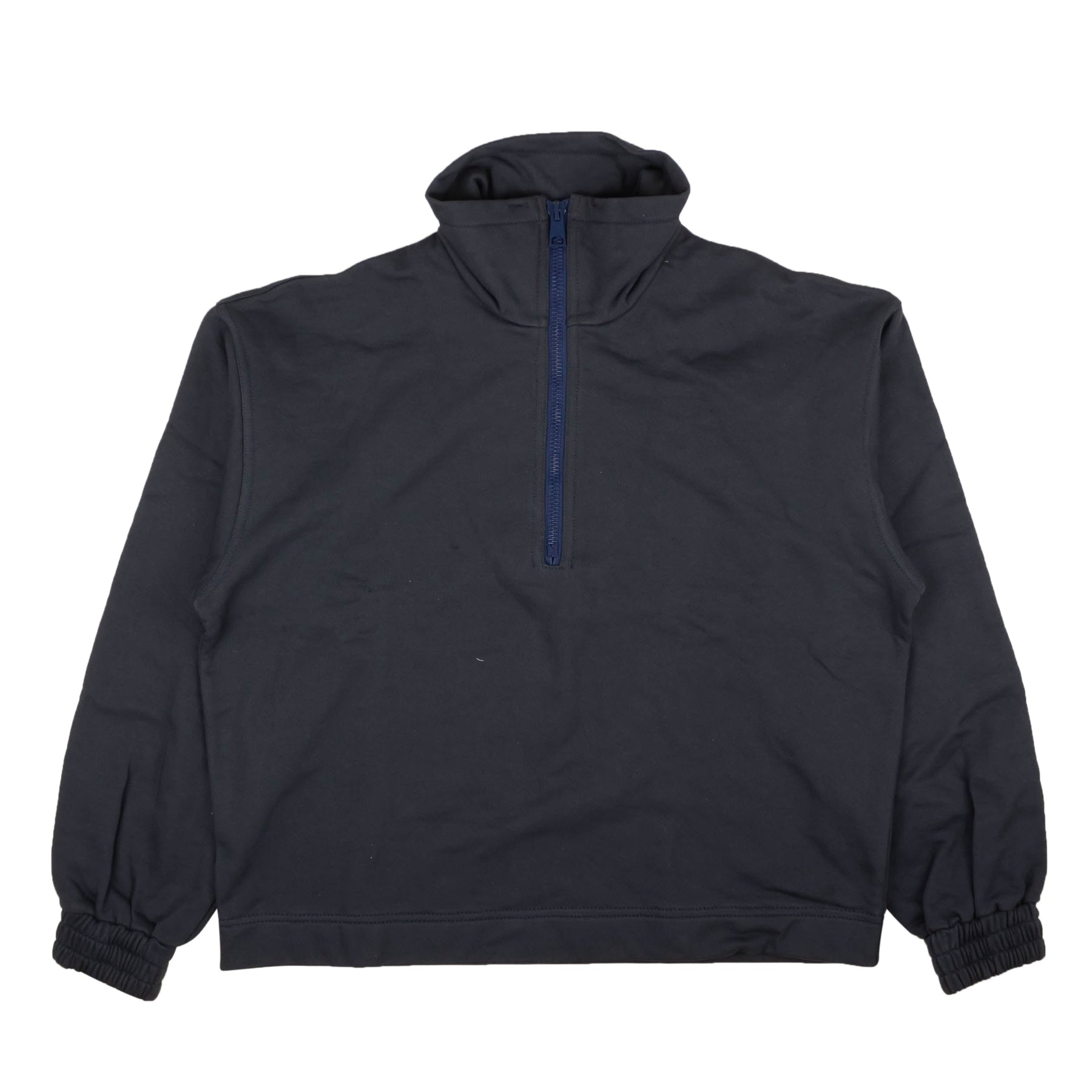 Navy Blue Half Zip High Collar Sweatshirt