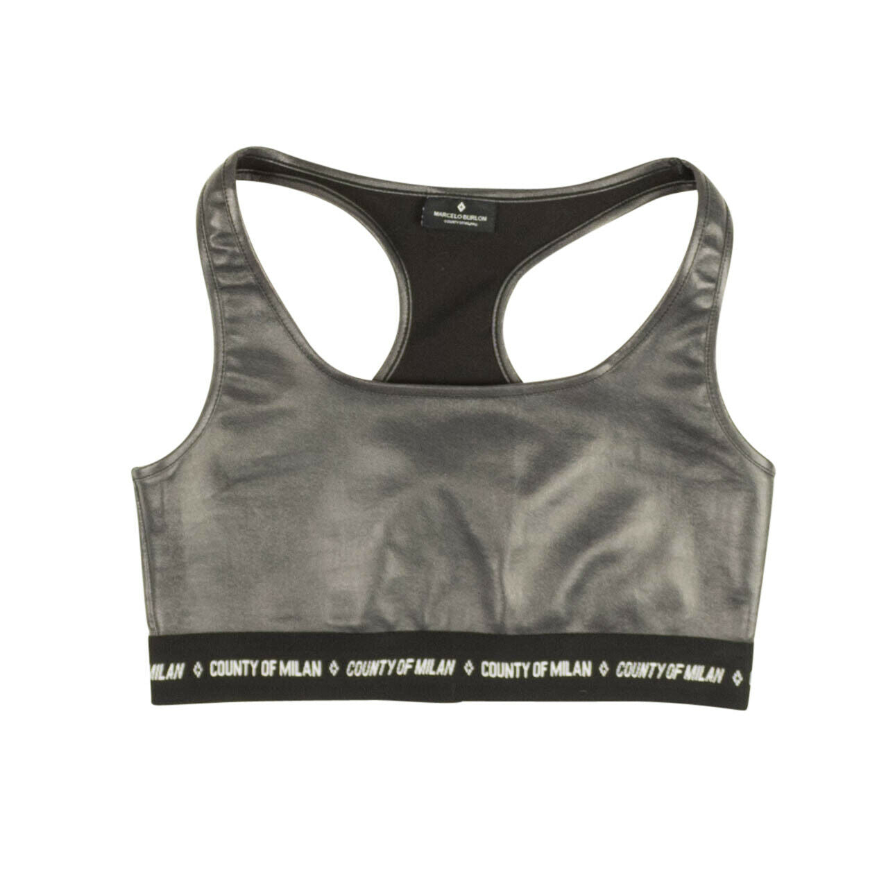 Marcelo Burlon Shiny Logo Band Sports Bra - Black