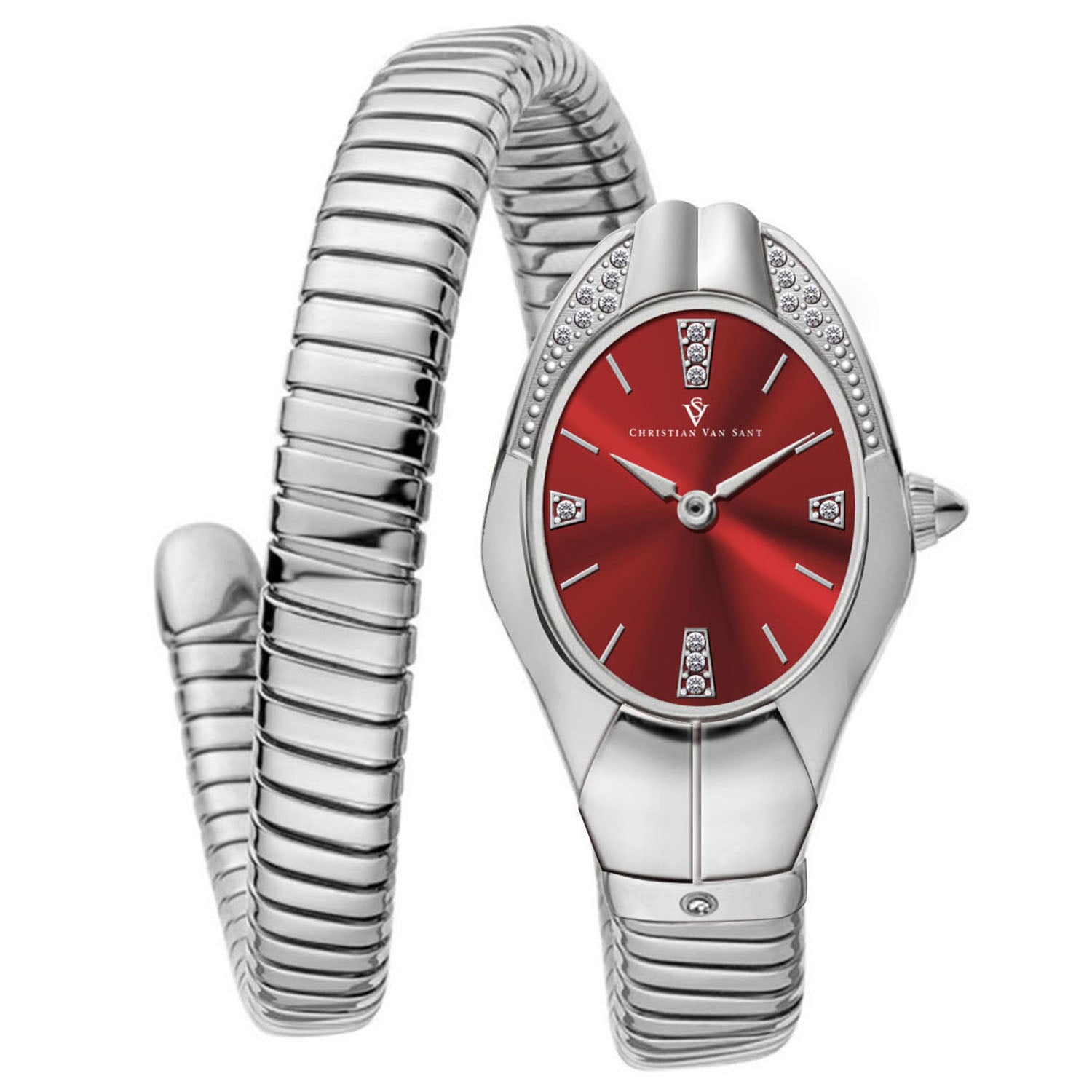 Christian Van Sant Women's Naga Red Dial Watch 7226069221436