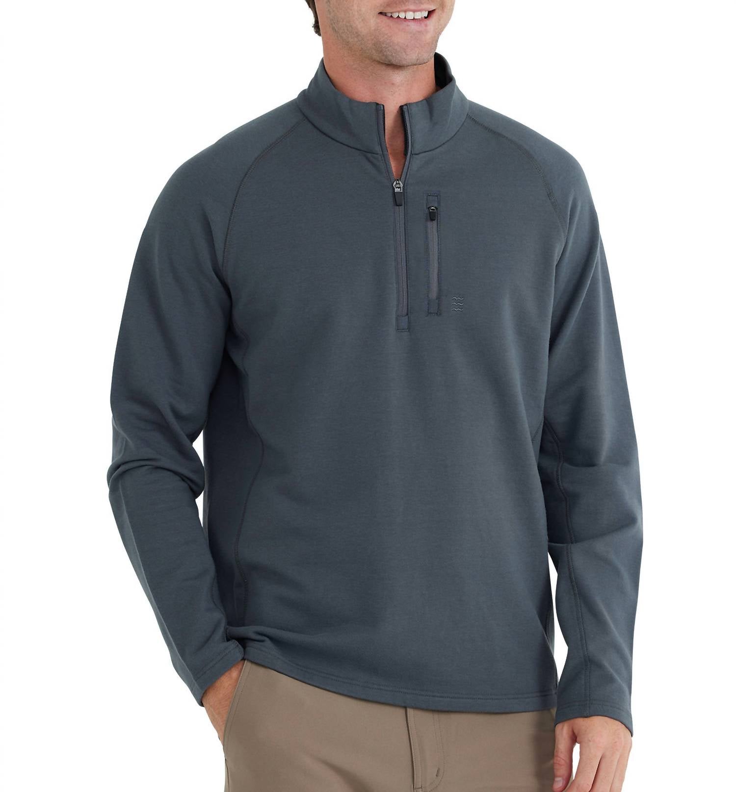 Bamboo Heritage Fleece Quarter Zip Sweatshirt In Dark Spruce