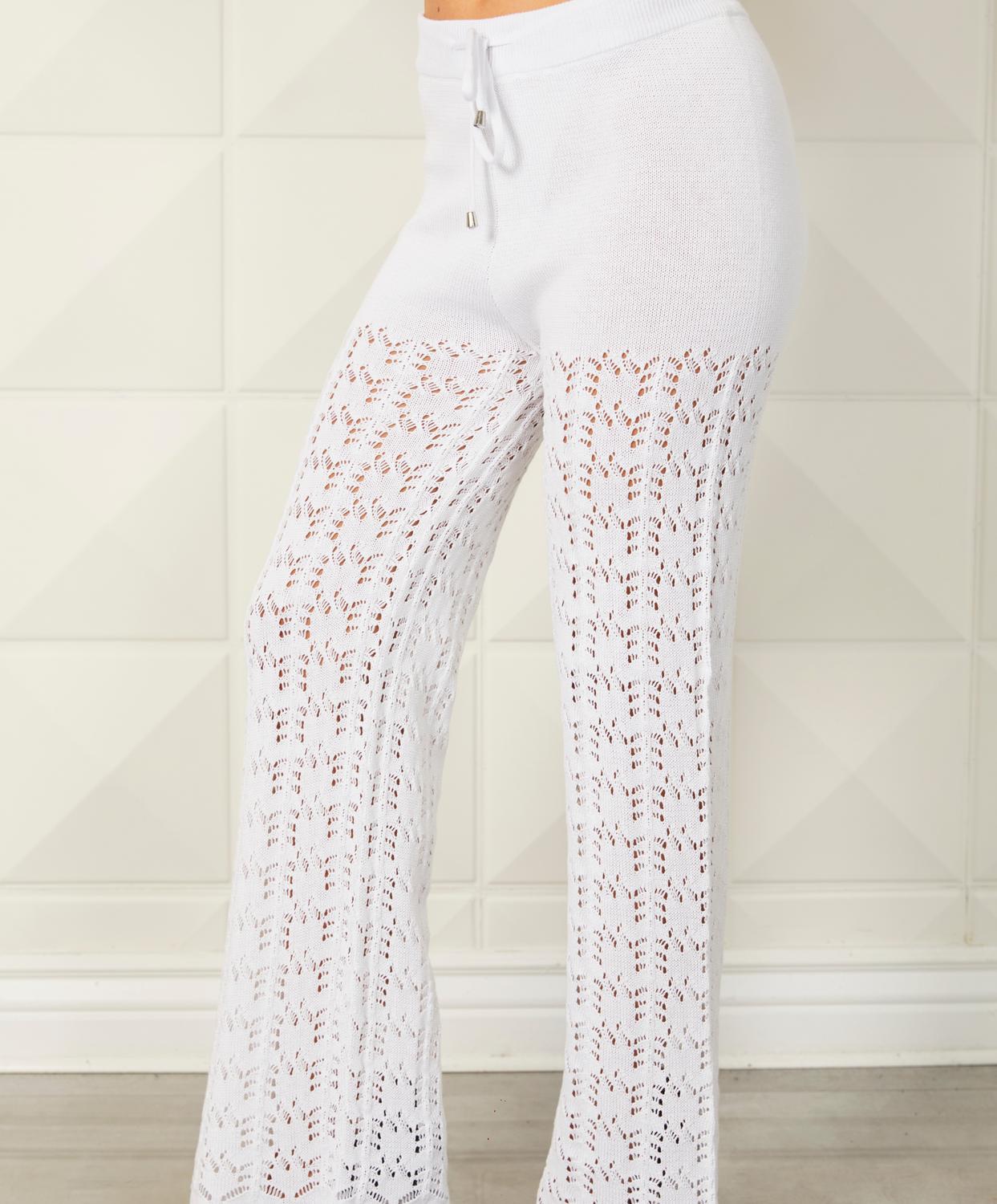 Crochet Knitted Pant In White
