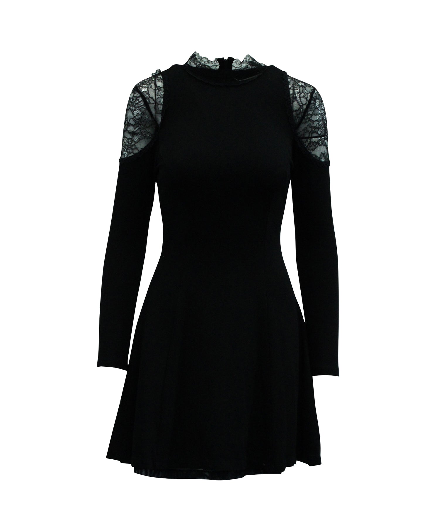 Alice + Olivia Lace Collar Short Dress in Black Viscose 7833184436284