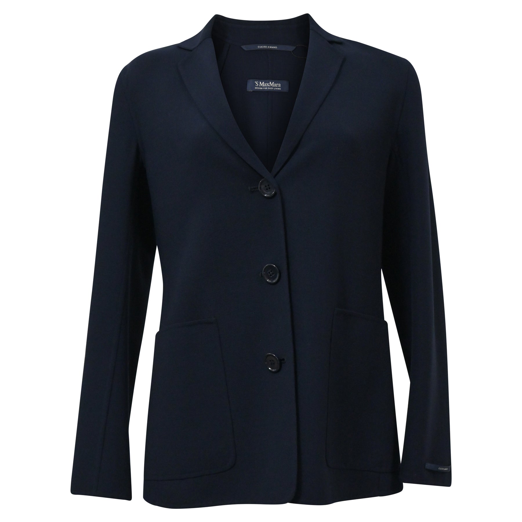 'S Max Mara Single-Breasted Cucito Amano Jacket in Navy Blue Wool 7748638244924