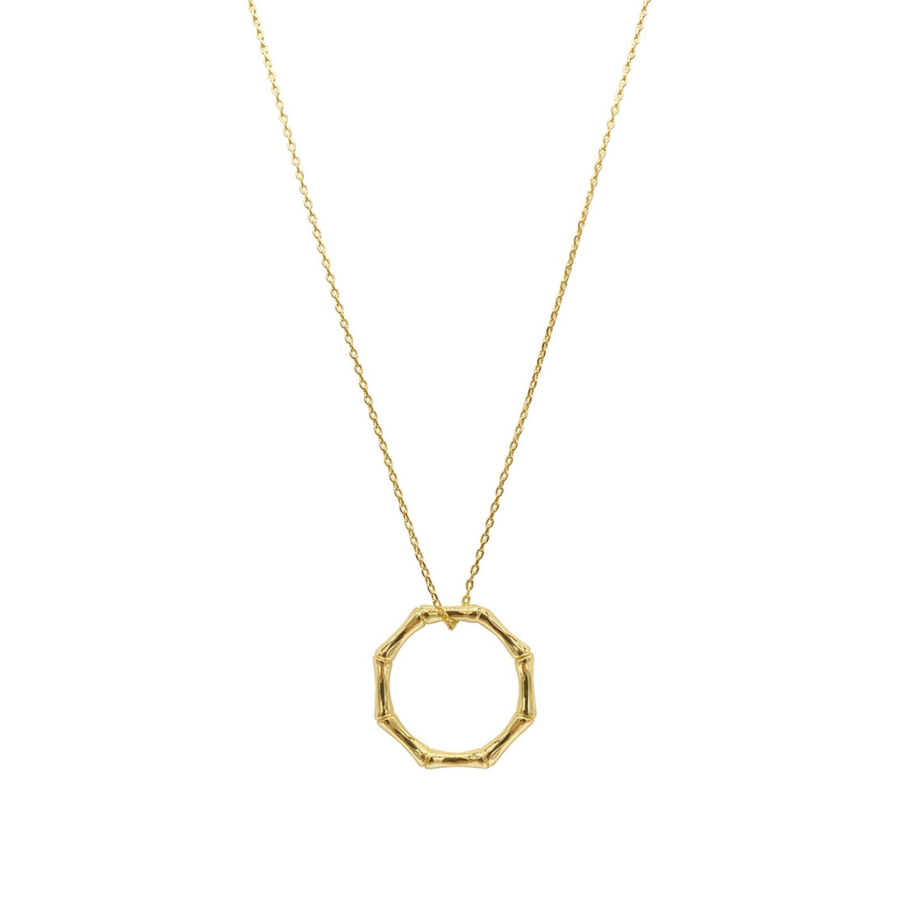 14k Gold Plated Bamboo Ring Necklace