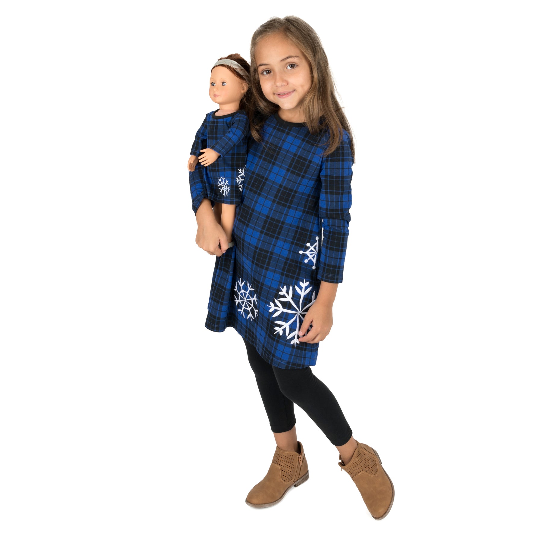 Christmas Girls and Matching Doll Cotton Dress Plaid