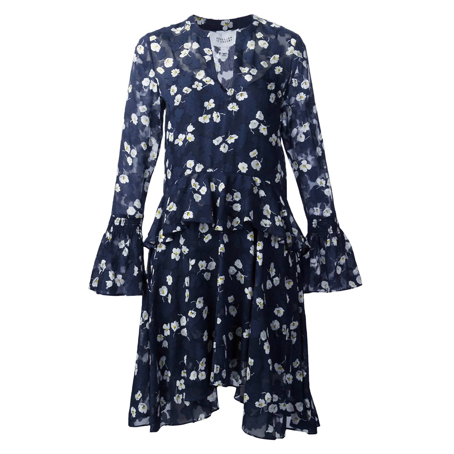Women's Floral Knee Length Flared Dress In Navy 7676577153084