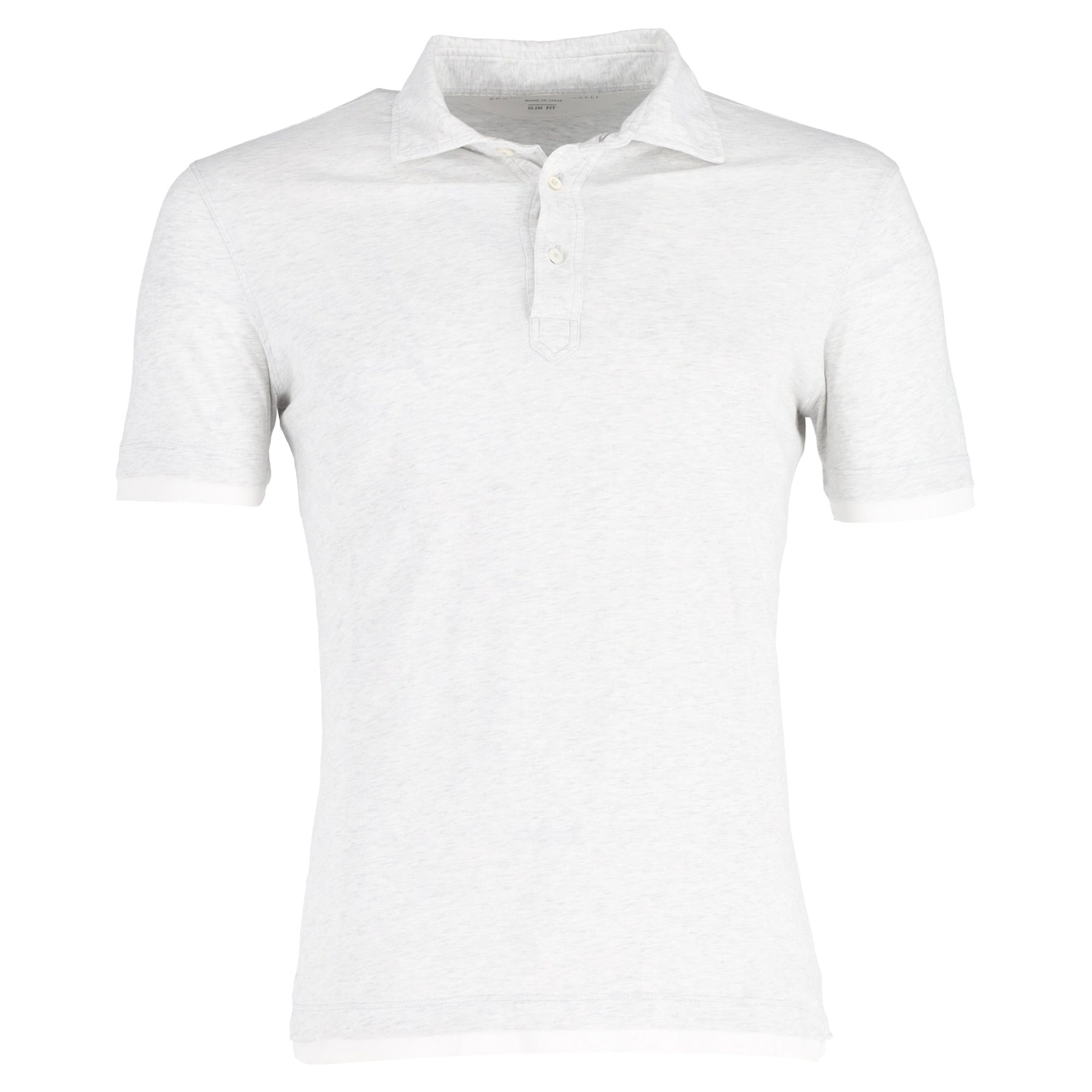 Brunello Cucinelli Layered-Effect Polo Shirt in Grey Silk Cotton