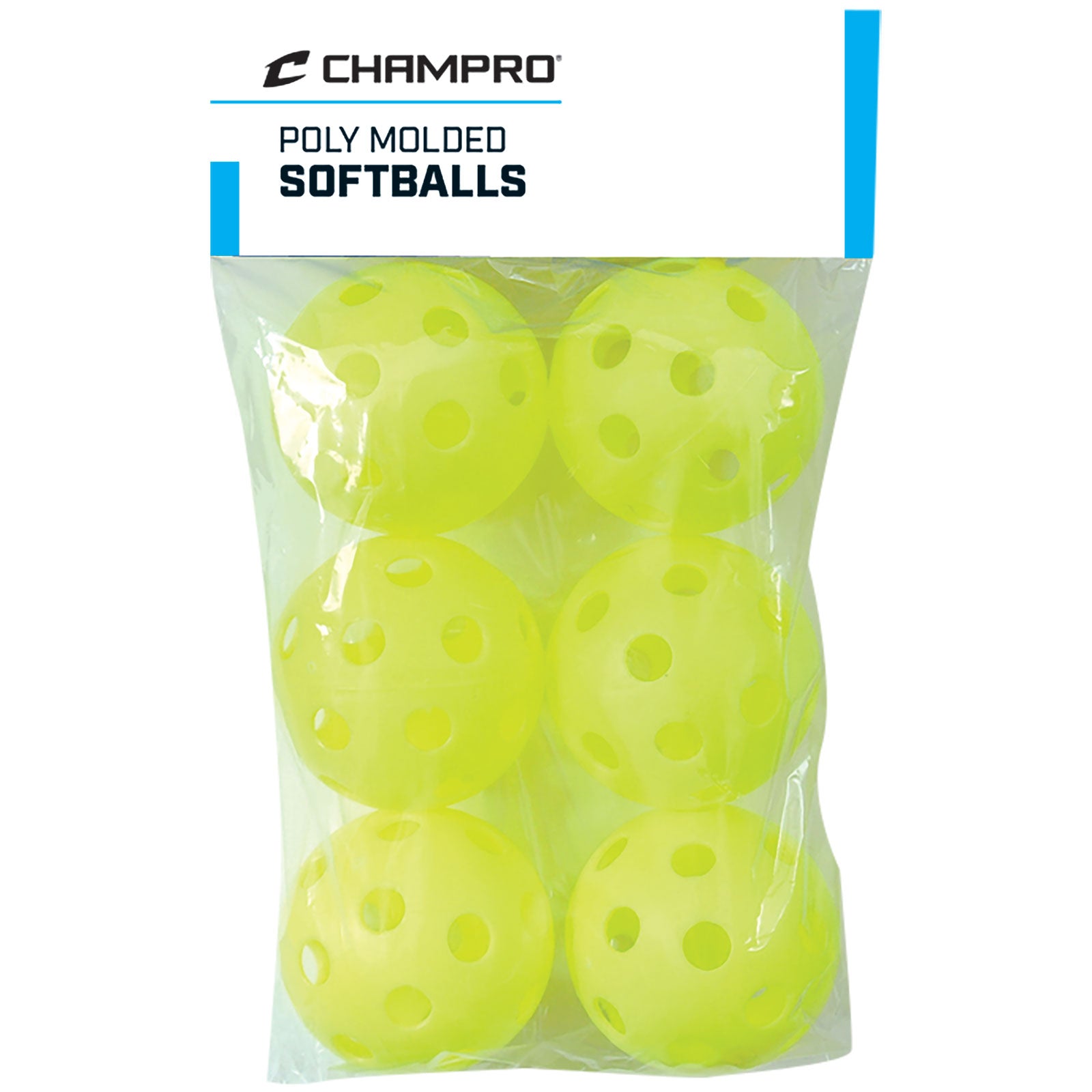 Champro 12" Yellow Poly Softball Wiffle Balls - 6 Pack