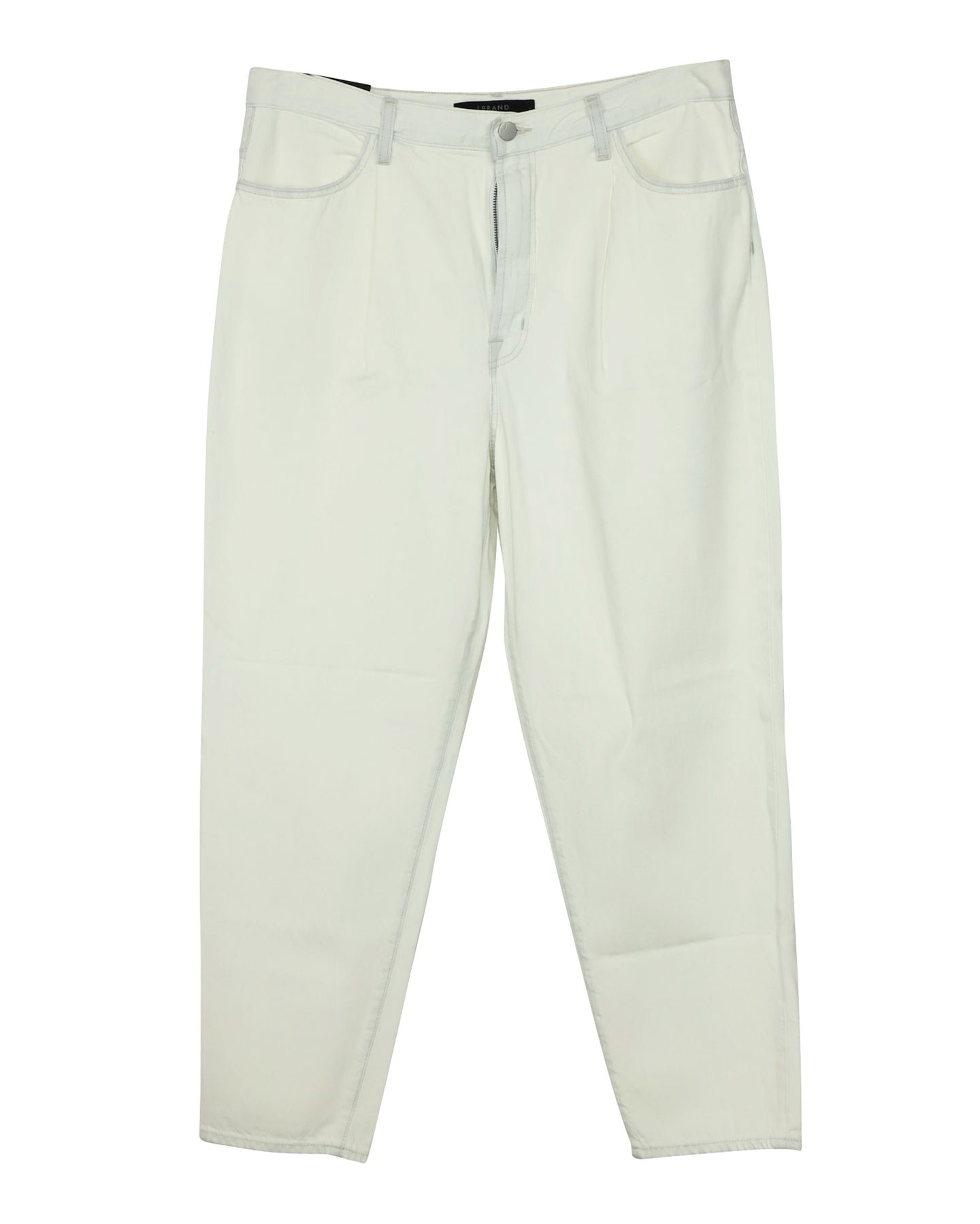 J Brand Pleated Peg Jeans in White Cotton 7766543630396