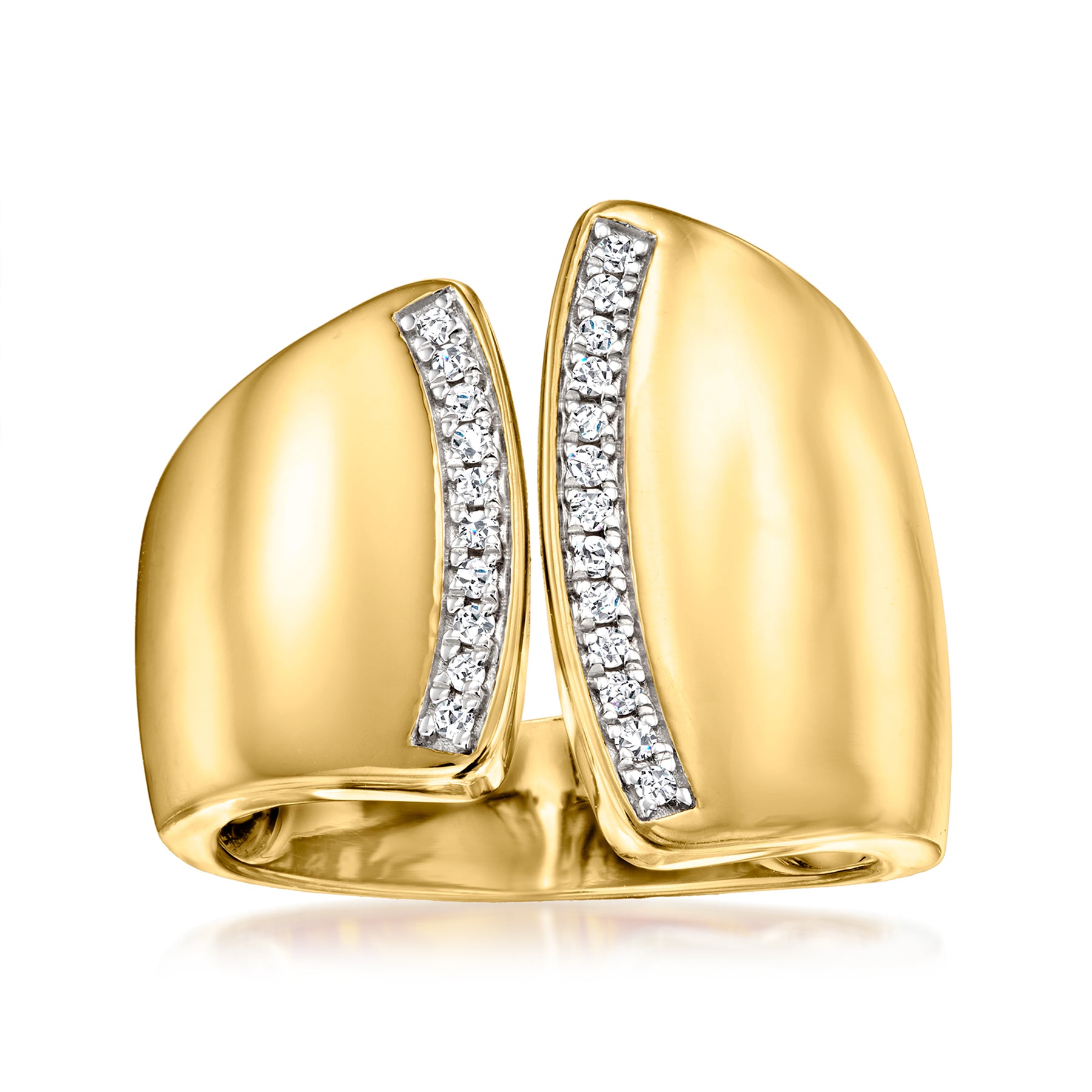 Ross-Simons Diamond Asymmetrical Ring in 18kt Gold Over Sterling.