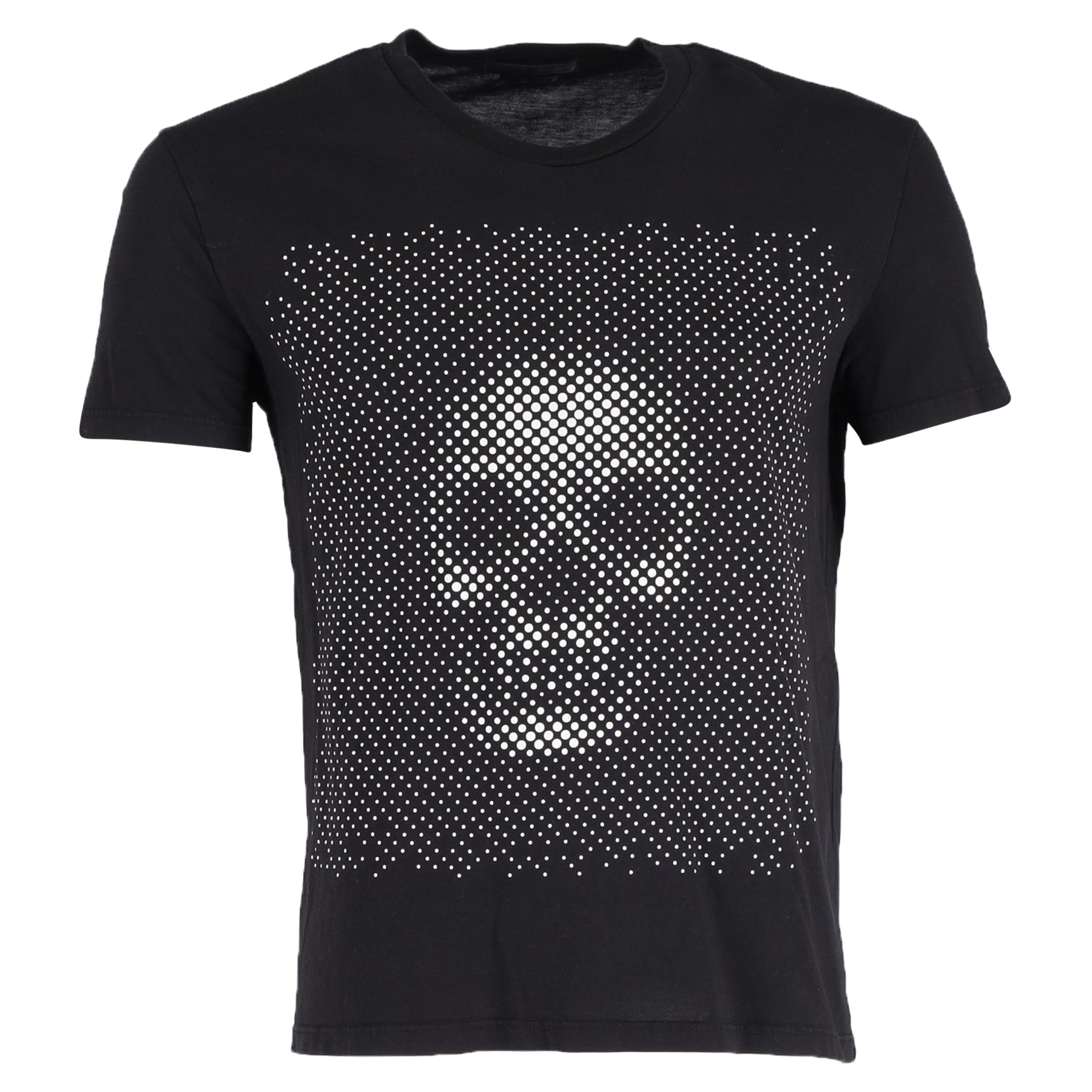 Alexander McQueen Optical Skull Print Crew Neck T-Shirt in Black Cotton