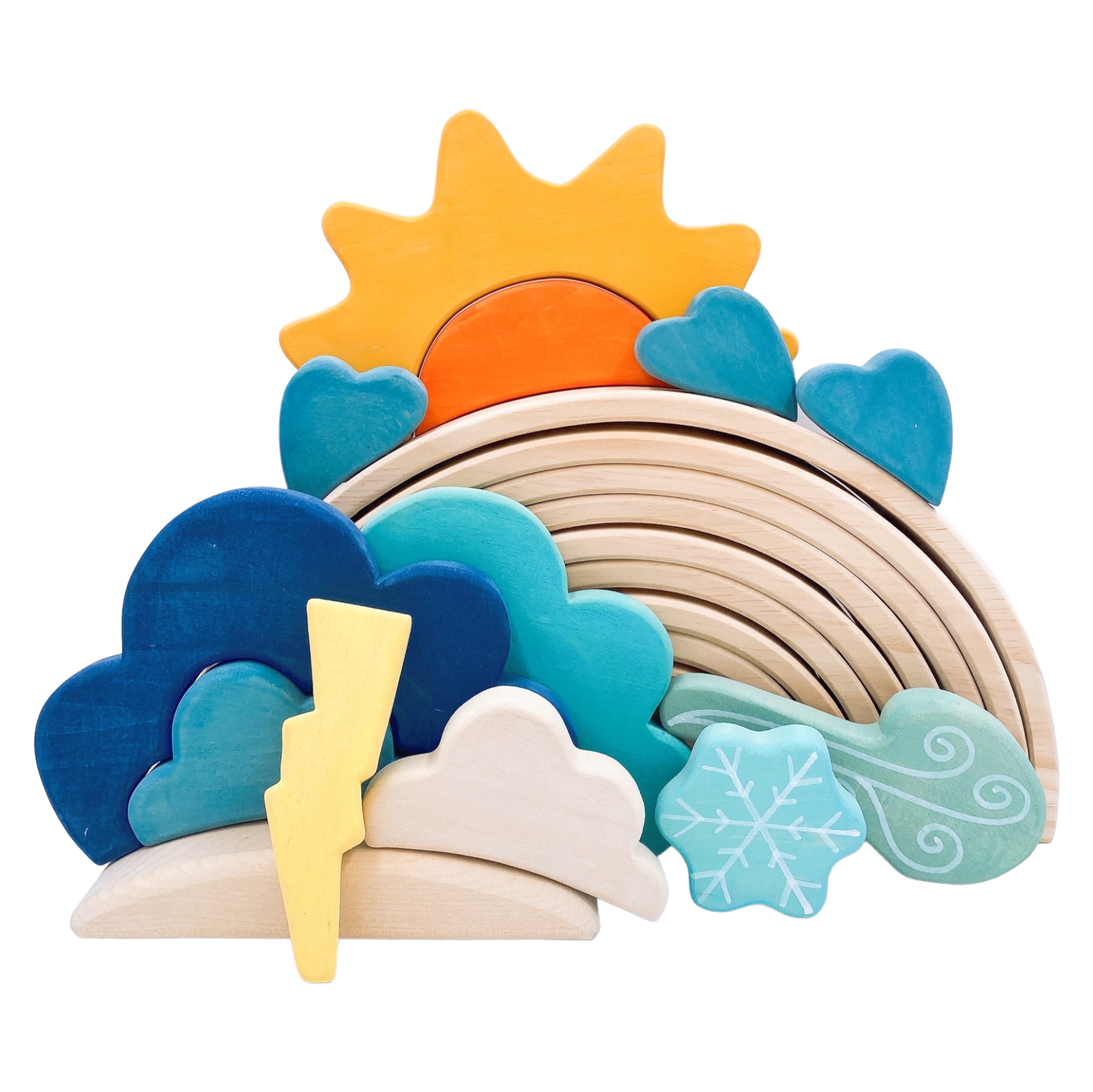 13 Pcs STAINED Wooden Weather Building Set