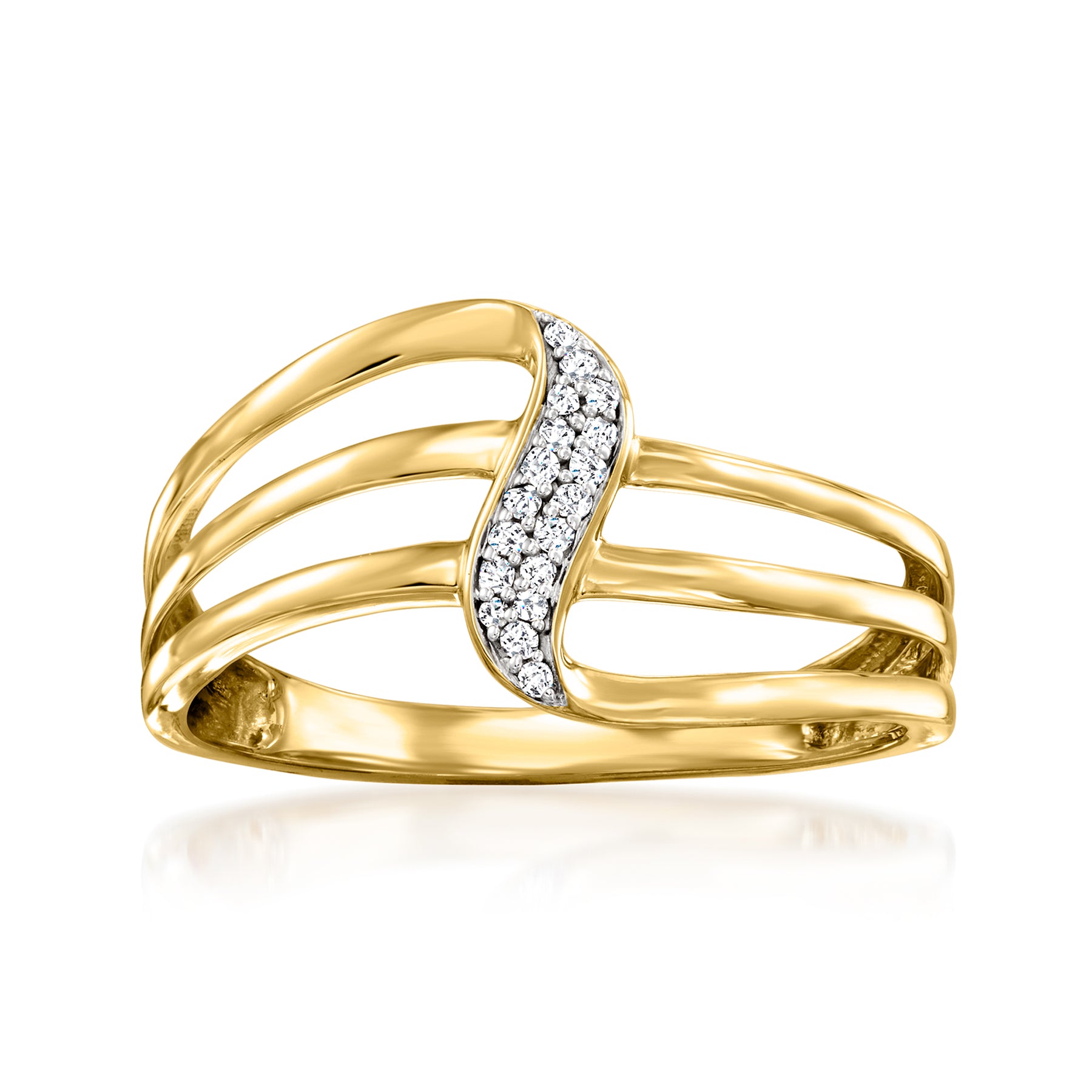 Ross-Simons Diamond-Accented Swirl Ring in 14kt Yellow Gold