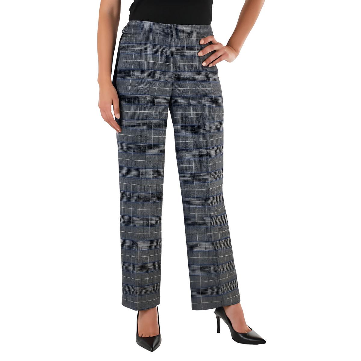 Petites Plaid Straight Leg Pants