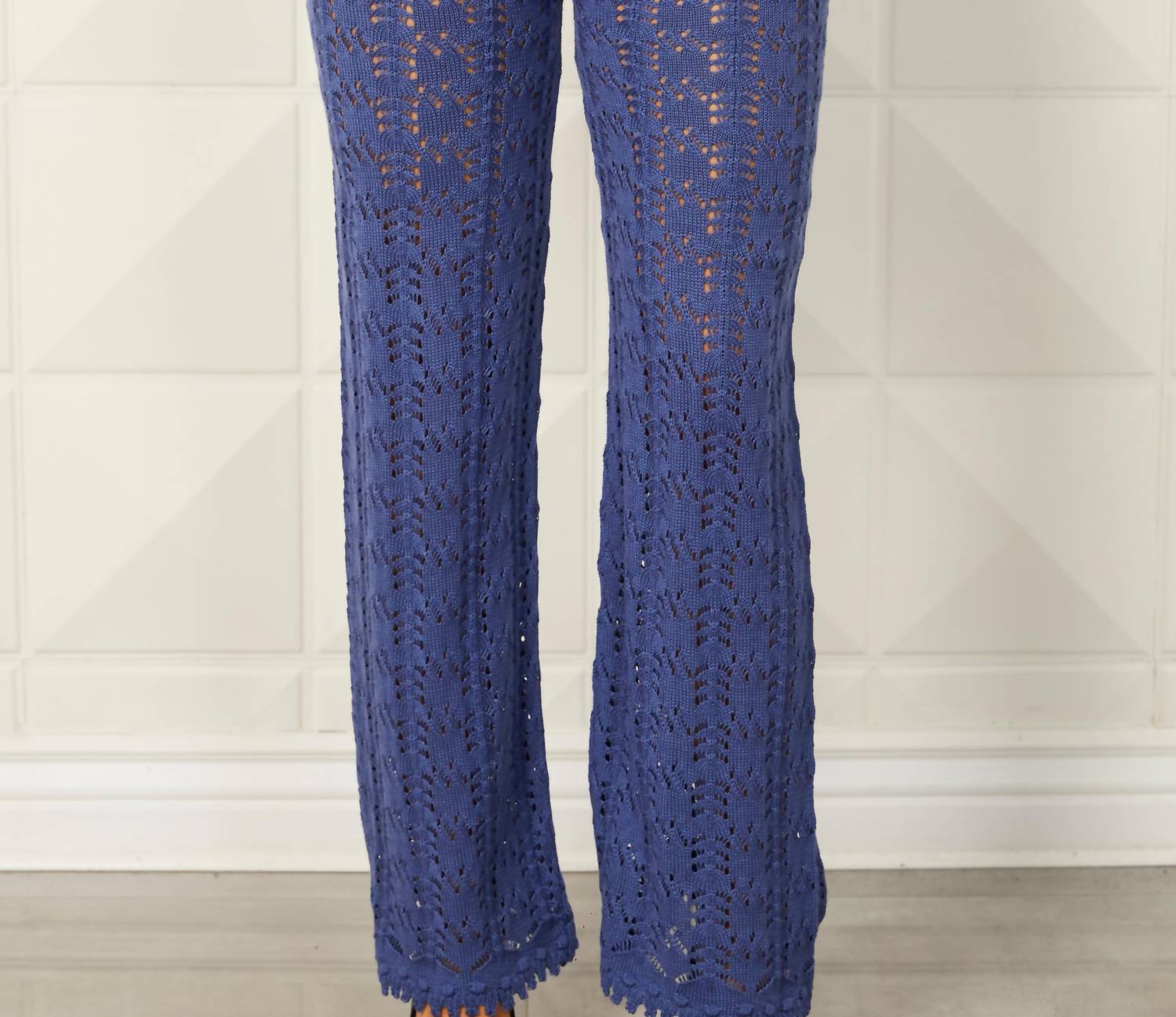 Crochet Knitted Pant In Denim